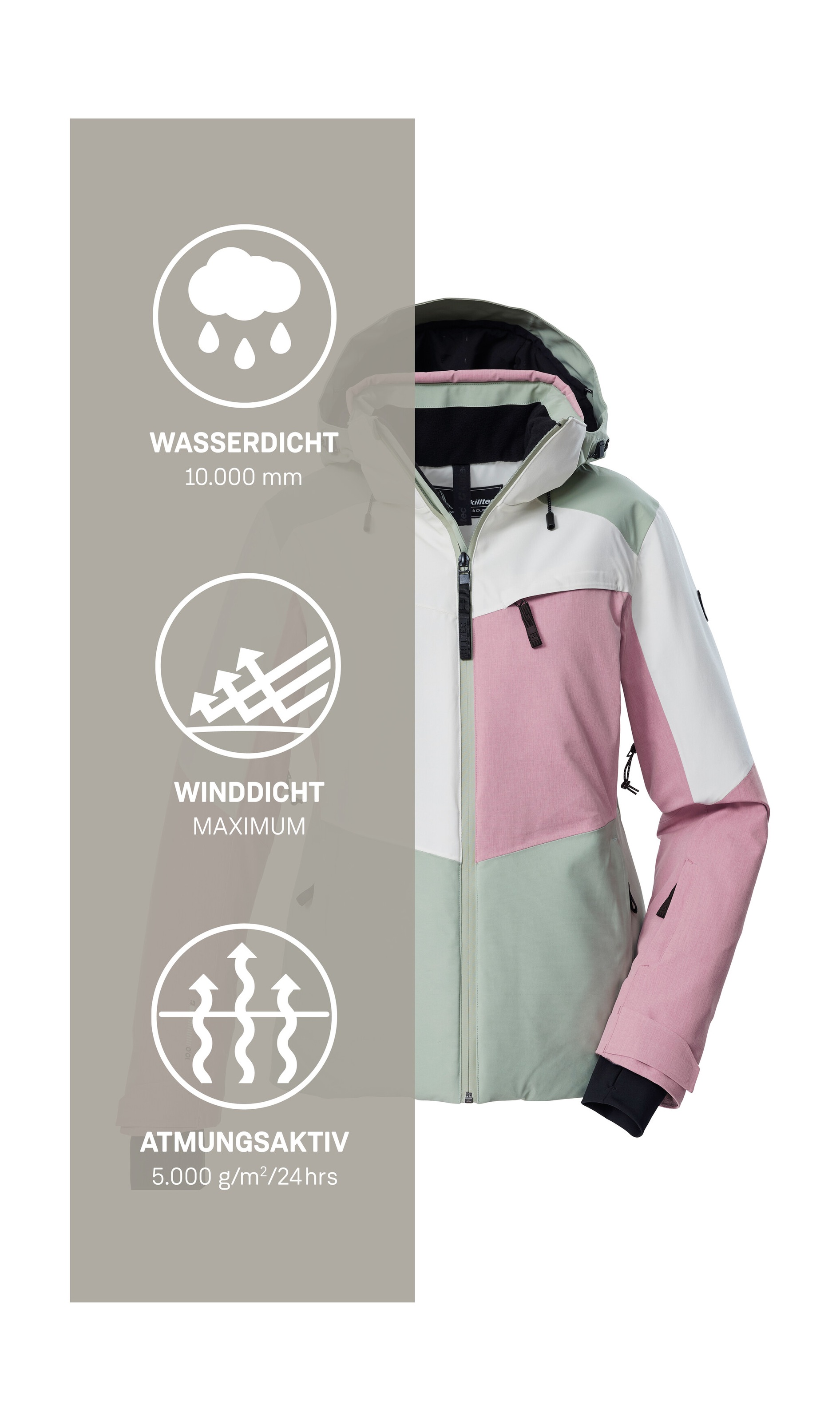 Killtec Skijacke »KSW 39 WMN SKI JCKT«, Wasserdichte Damen Skijacke mit Atmungsaktivität und cleveren Features