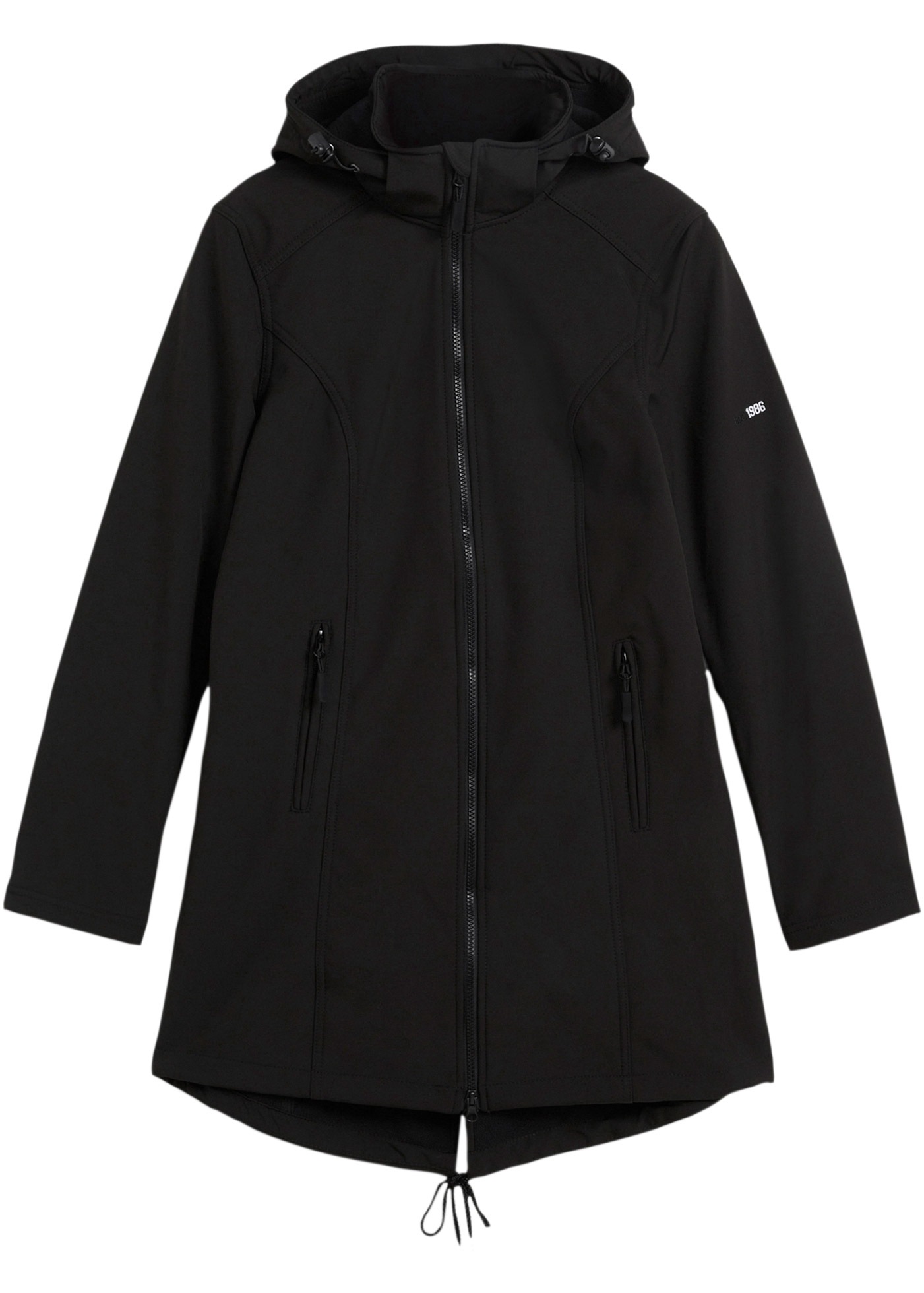 bonprix Softshellparka mit Kapuze figurbetonter Schnitt, 2-Wege-Reißverschluss, Kordelzüge im Saum