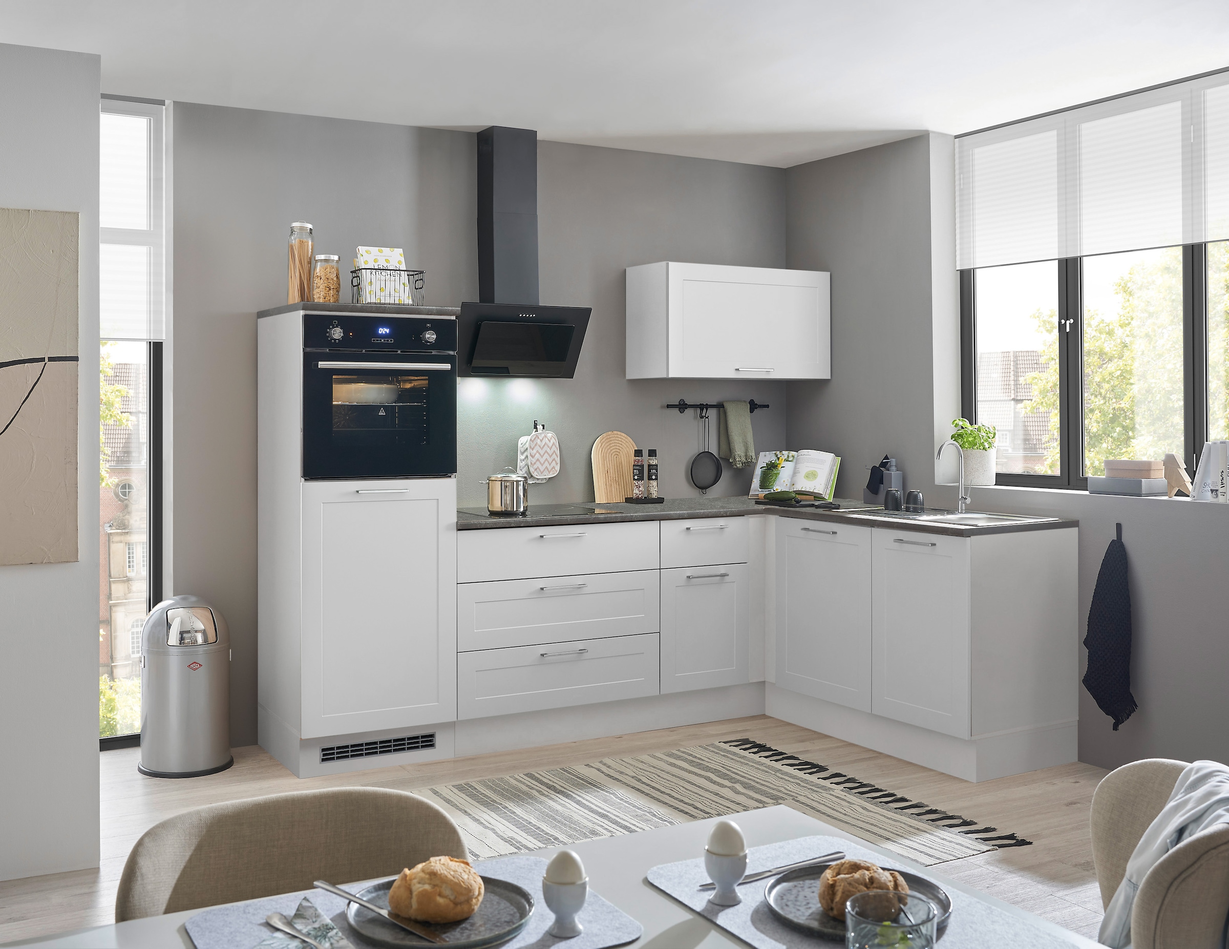 BASIC by Balculina Winkelküche »Marsi«, Stellmaße 260x175 cm, wahlweise E-Geräten, mit Soft-Close-Funktion