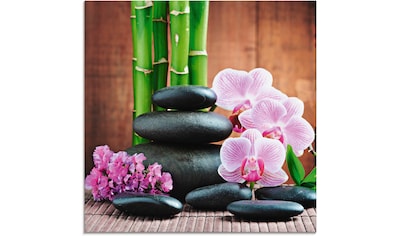 Glasbild »Spa Konzept Zen Steinen Orchideen«, Zen, (1 St.)