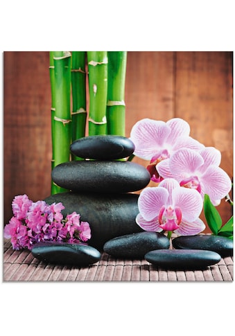 Glasbild »Spa Konzept Zen Steinen Orchideen«, Zen, (1 St.)