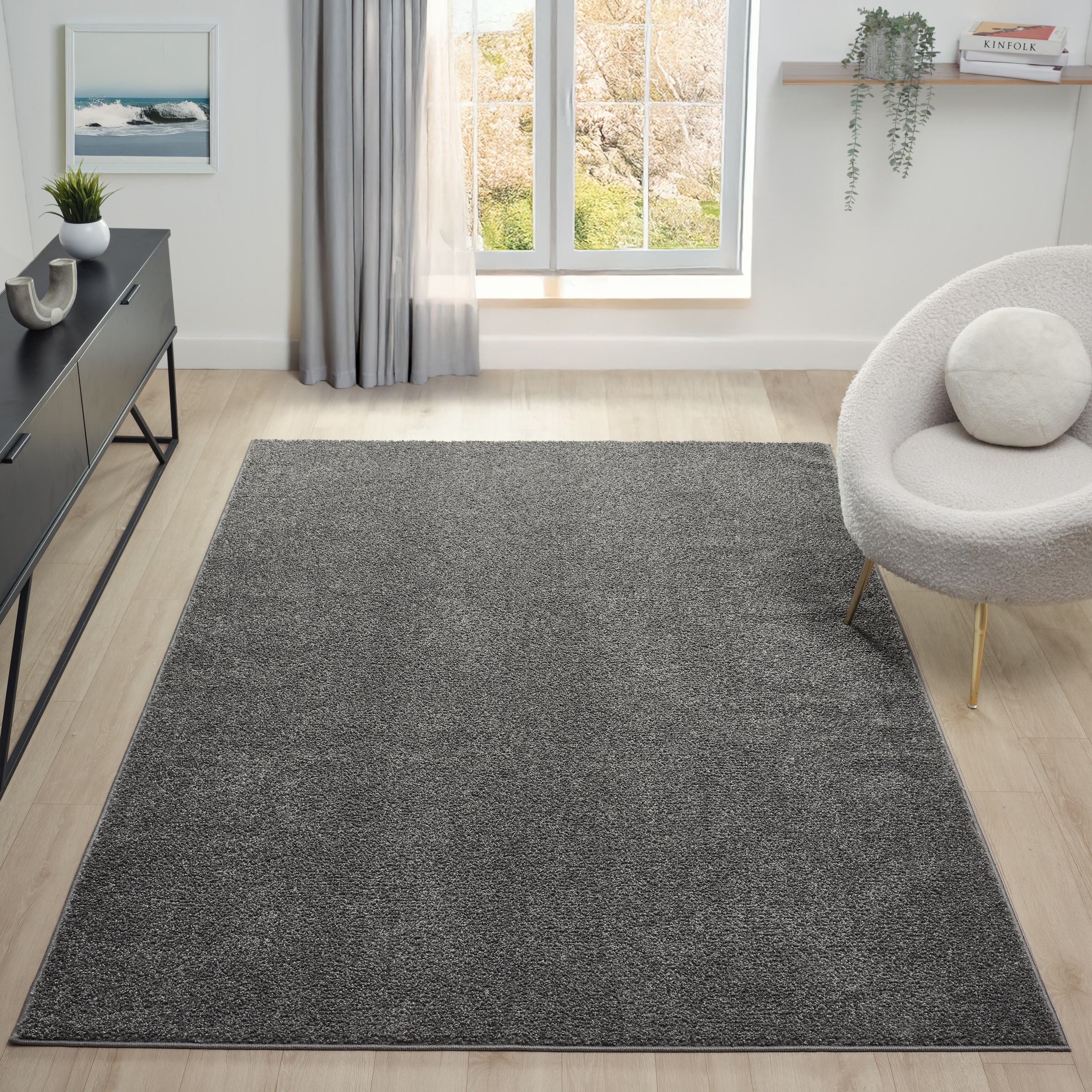 OTTO home Teppich »Lisam« rechteckig 15 mm Höhe meliert, uni, Wohnzimmer, Schlafzimmer