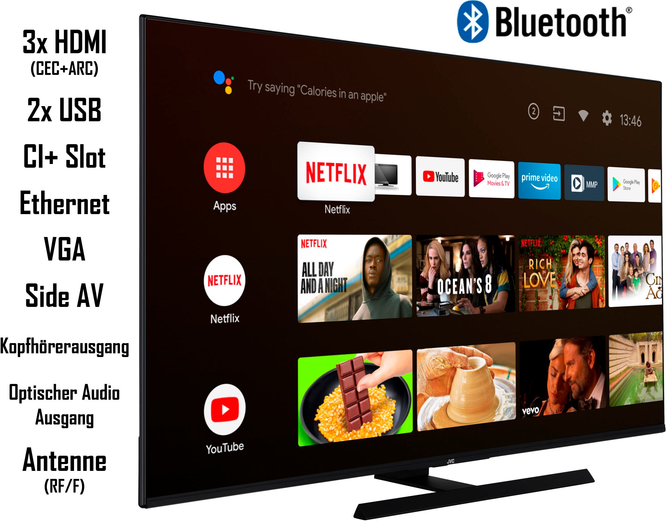 JVC 126 Ultra Dolby Store,Bluetooth Vision, LED-Fernseher Triple-Tuner,Google Zoll, BAUR Play HD, 4K TV, | »LT-50VAQ6155«, cm/50 Android HDR