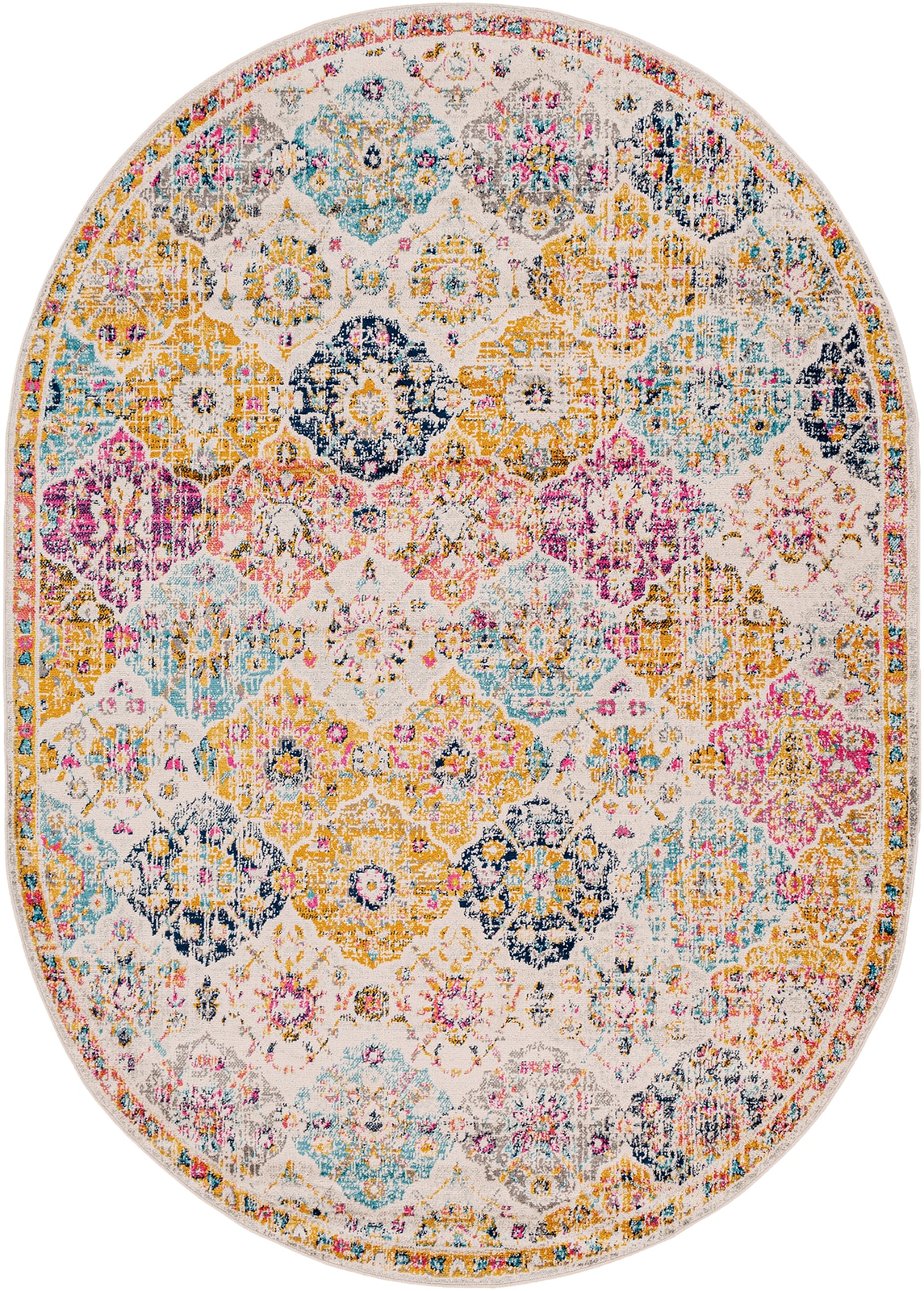 Livabliss Teppich »CUZCO«, oval, 11 mm Höhe, Vintage Orientteppich, Kurzflor Boho Wohnzimmerteppich, Läufer