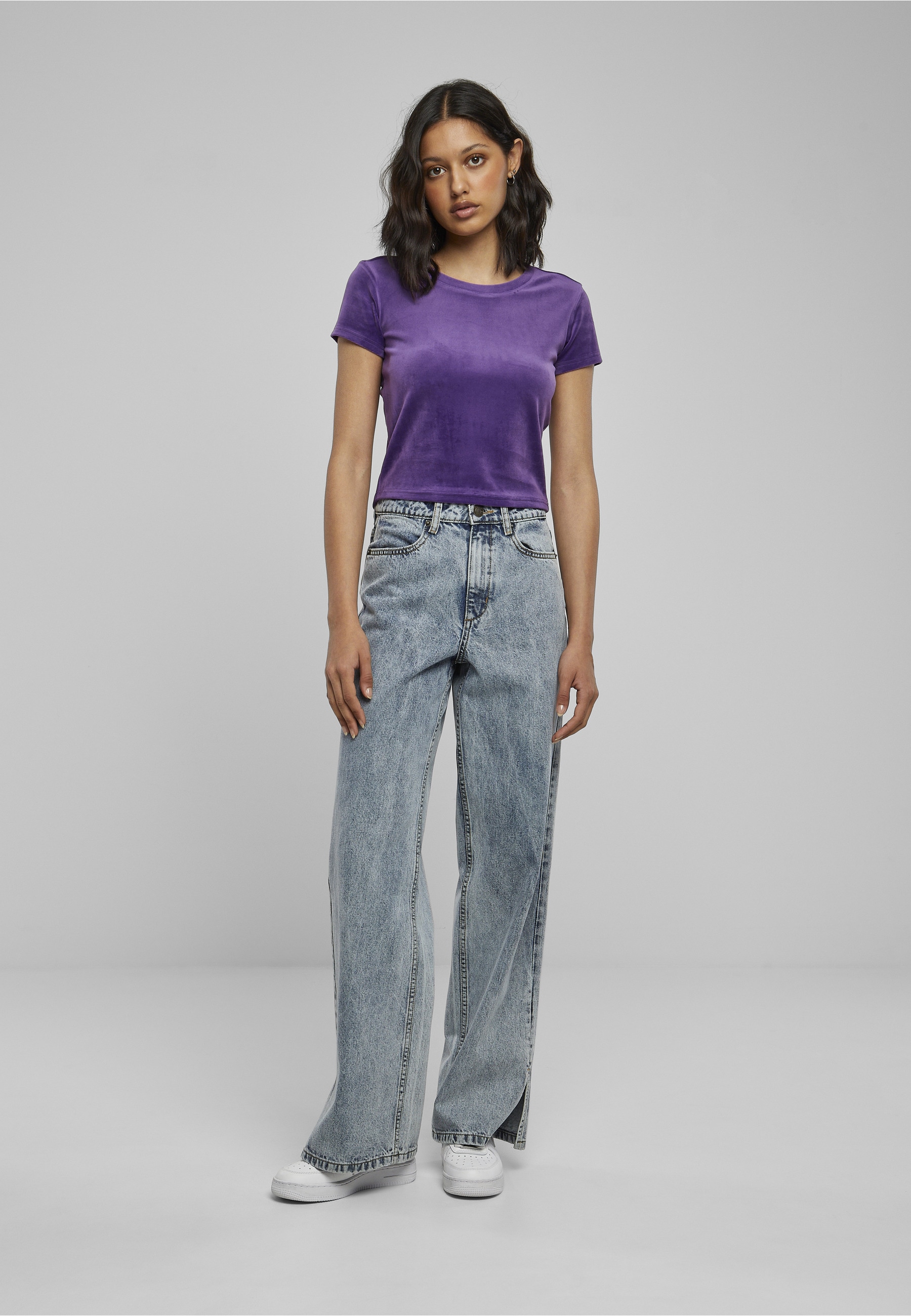 URBAN CLASSICS Kurzarmshirt »Urban Classics Damen Ladies Short Velvet Tee« 1 Stk.