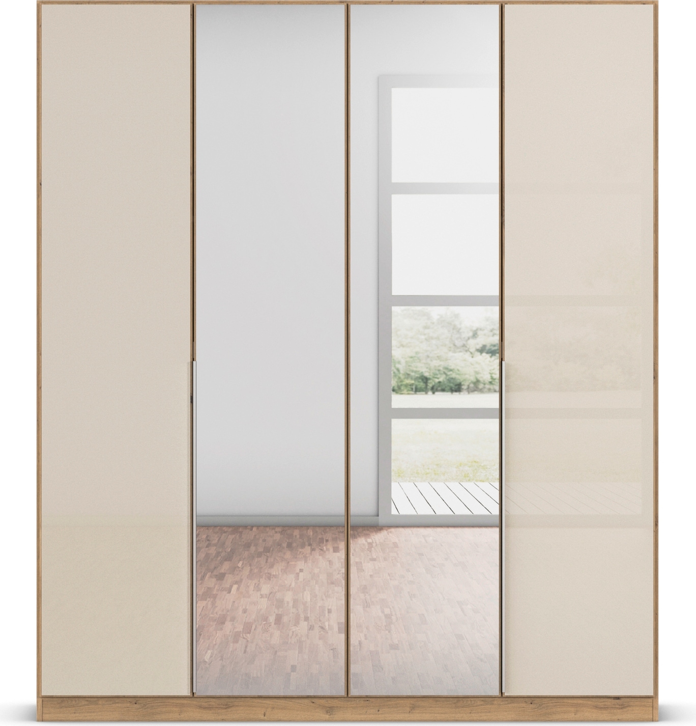 rauch Drehtürenschrank »Kleiderschrank Kleiderschränke Schrank Garderobe AGORDO mit Glasfront«, (in zwei Griff-Farben, Breiten 91-360 cm), durchdachte Innenausstattung, in 7 Breiten und 2 Höhen MADE IN GERMANY