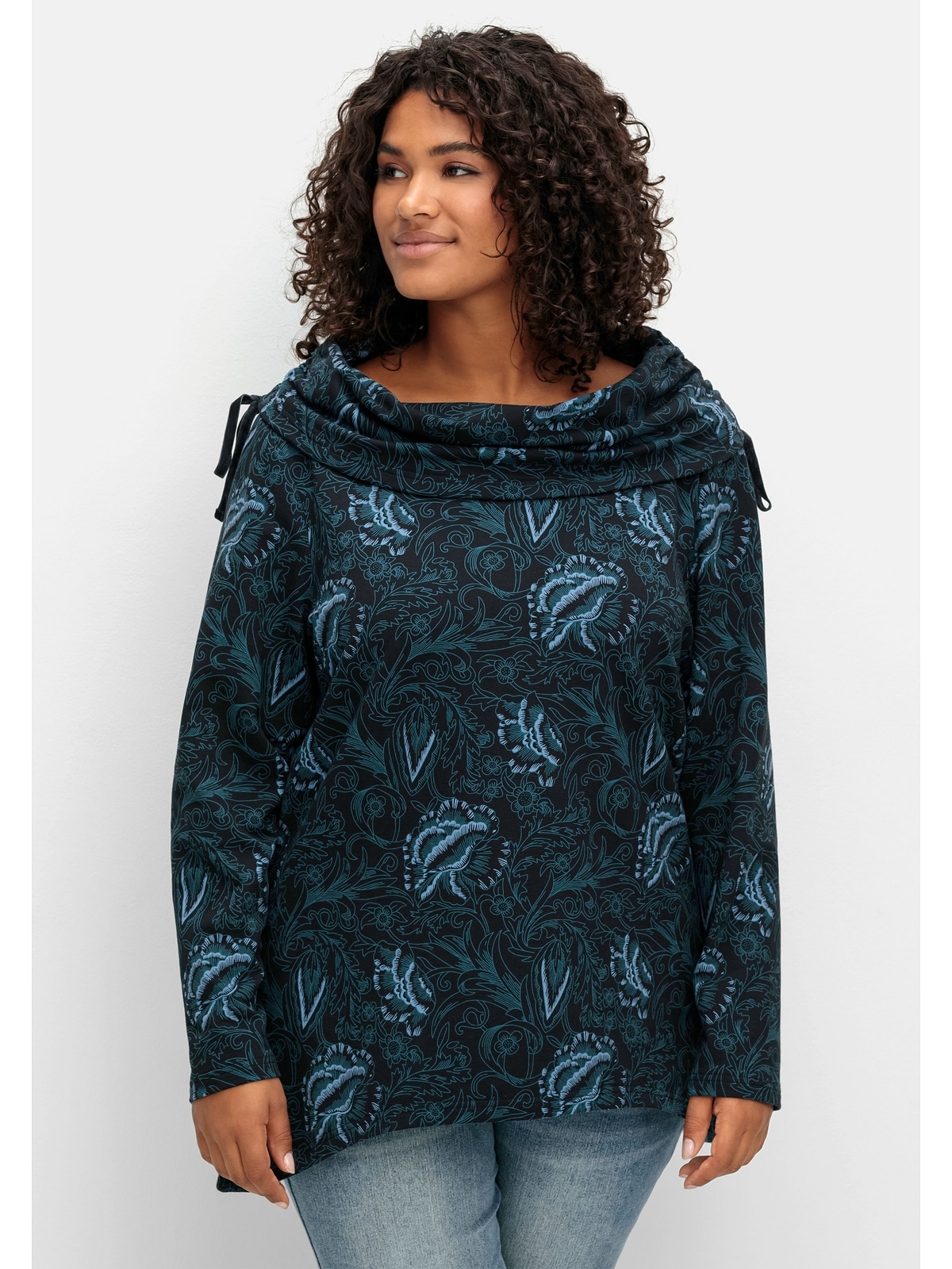 sheego by Joe Browns Sweatshirt »Große Größen«, in Longform mit weitem  Kragen für bestellen | BAUR