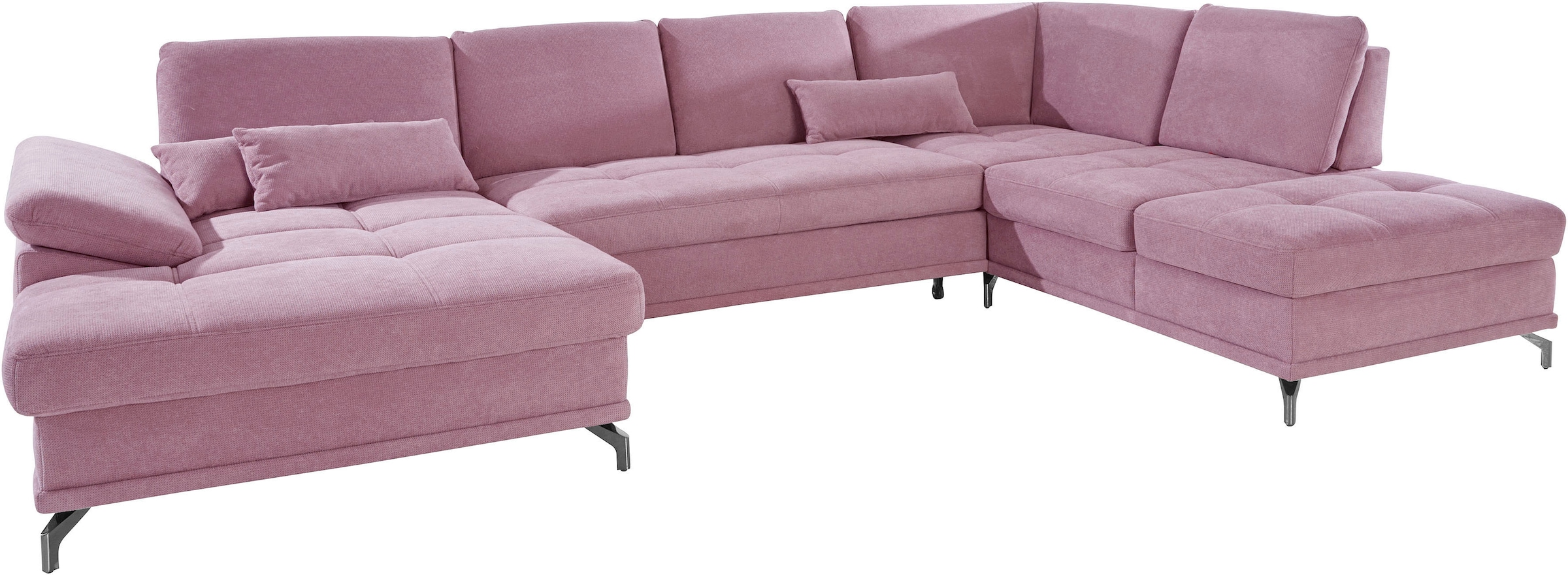 Places of Style Wohnlandschaft »Costello U-Form, mit Sitztiefenverstellung, Armteilverstellung und«, 3 Nierenkissen, optional Bettfunktion und Bettkasten