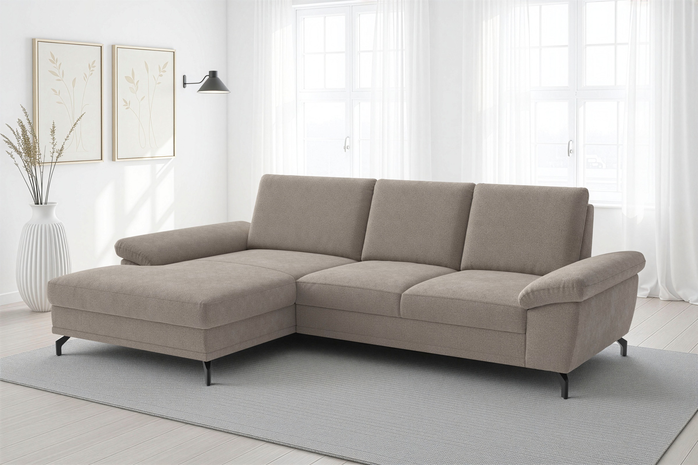 sit&more Ecksofa "Chelsea L-Form, B: 264 cm, Armteil- & Sitztiefenverstellung" optional Schlaffunktion und Bettkasten