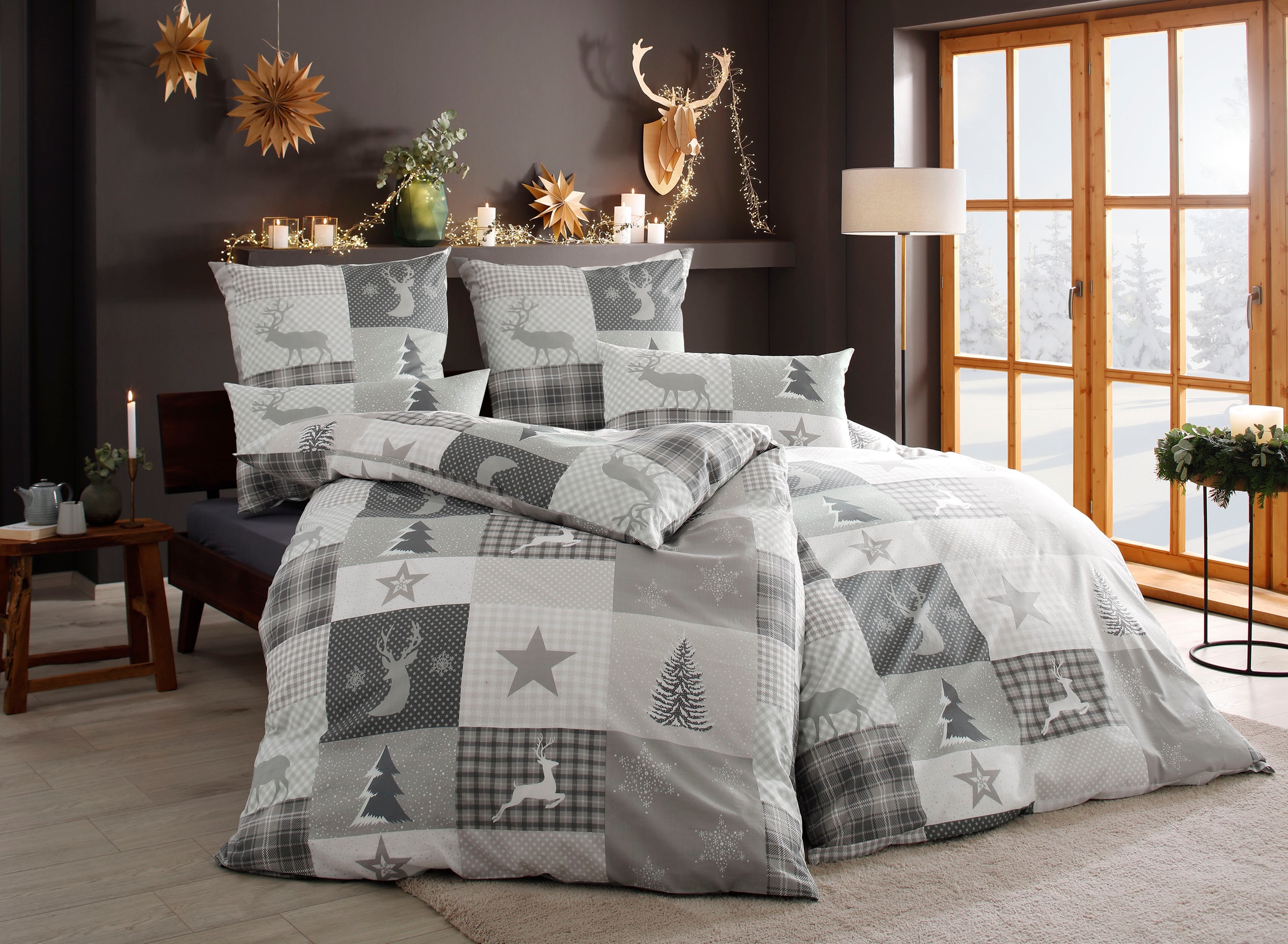 Home affaire Bettwäsche "Nicholas" 2 tlg. Weihnachtsbettwäsche, Winter, in günstig online kaufen