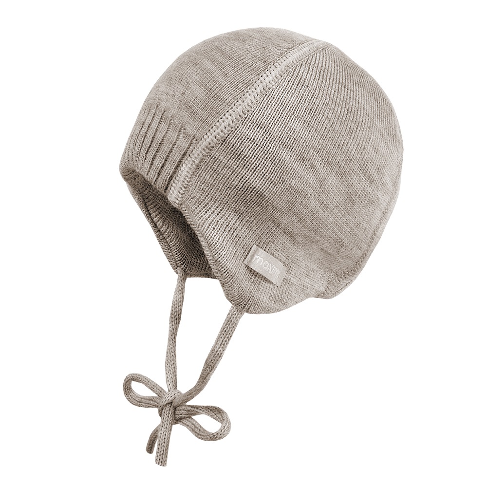 MAXIMO Jungen Erstlingsmütze, braun, Gr. 41, unifarben, Strick, Wolle, Mützen, wärmend, atmungsaktiv, zum Binden