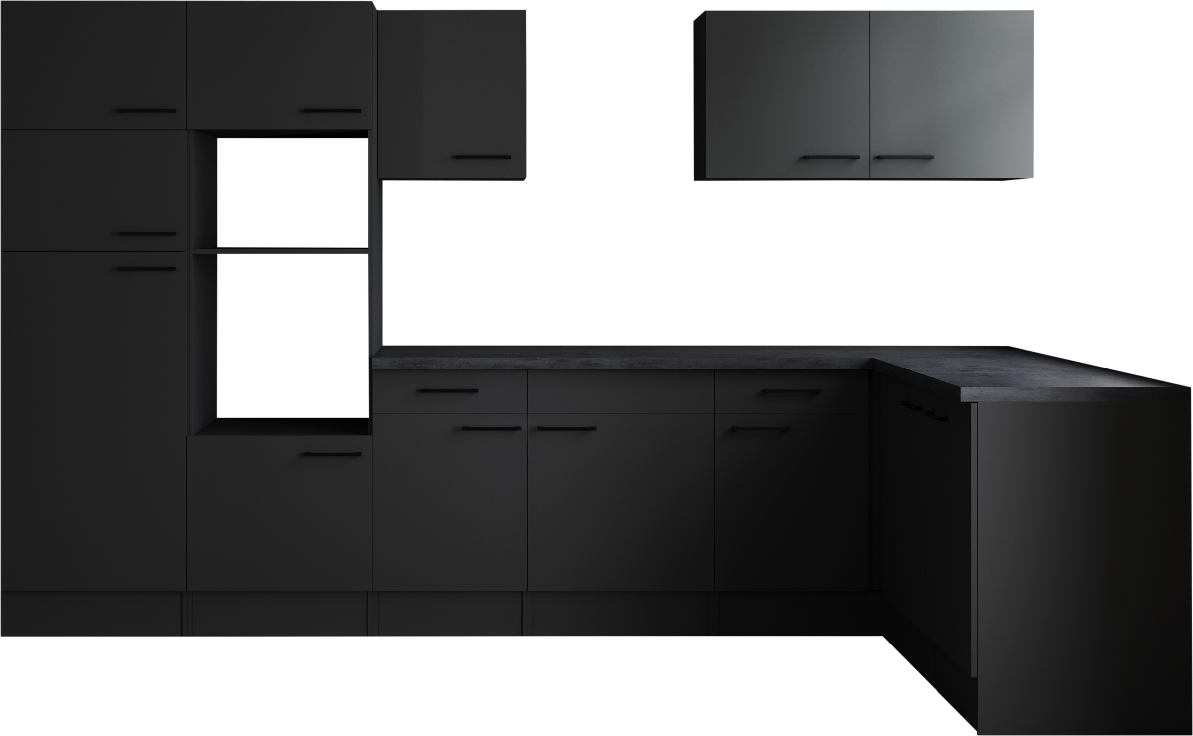 Winkelküche RESPEKTA, B:340cm H:205cm T:172cmküche: grau, front: grau matt, korpus: grau matt, arbeitsplatte: granit optik, Komplettküchen-Sets,