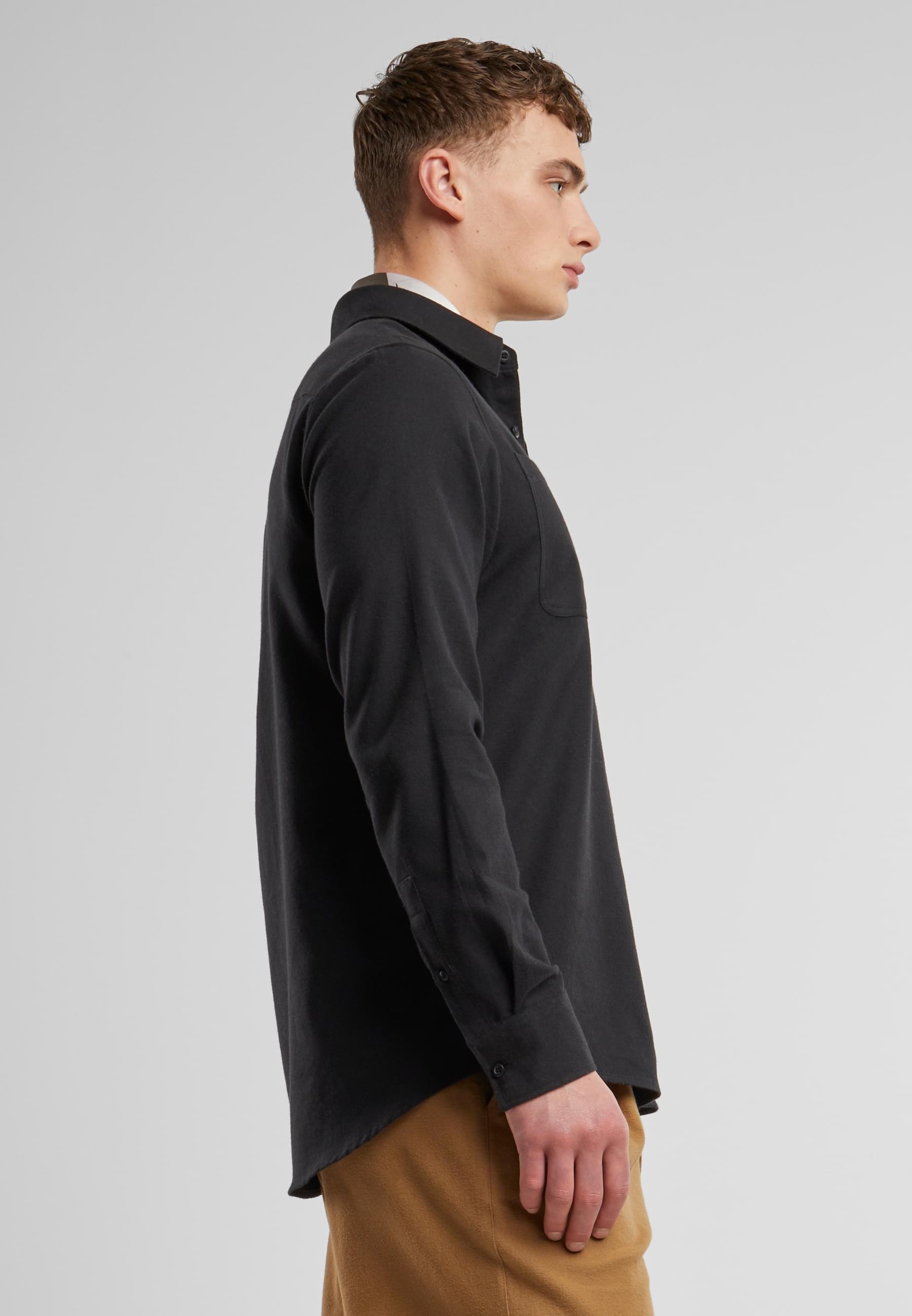 URBAN CLASSICS Langarm-Poloshirt »Urban Classics Herren Flanell Shirt«, (1 tlg.)