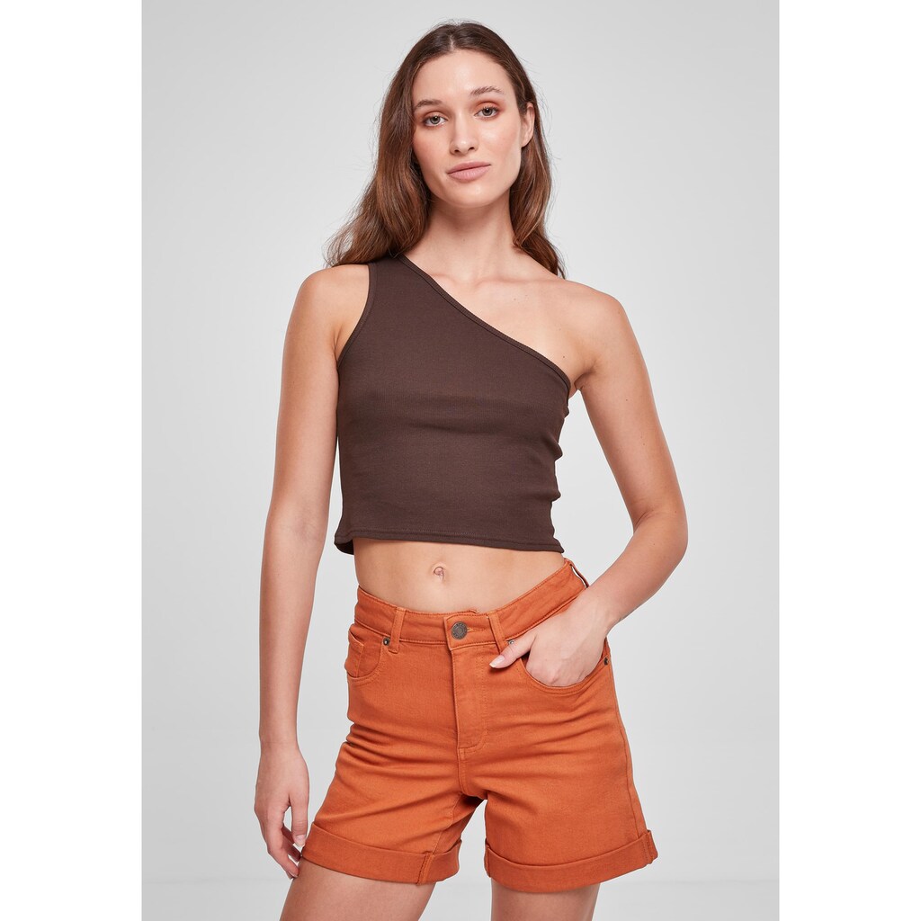 URBAN CLASSICS Muskelshirt »Urban Classics Damen Ladies Cropped Asymmetric Top«, (1 tlg.)