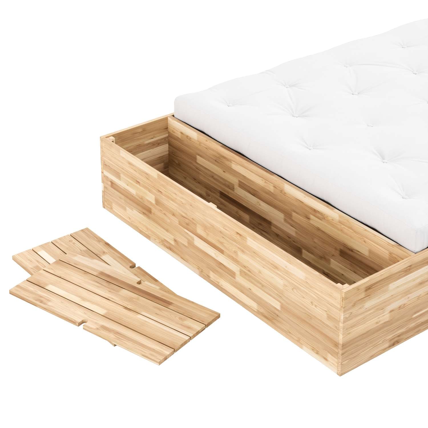 Karup Design Bettgestell »Basement Bed, Stauraumbett, Bett optional mit oder ohne Sitzbank«, Bett mit integriertem Stauraum, inkl Lattenrost, FSC®zertifiert