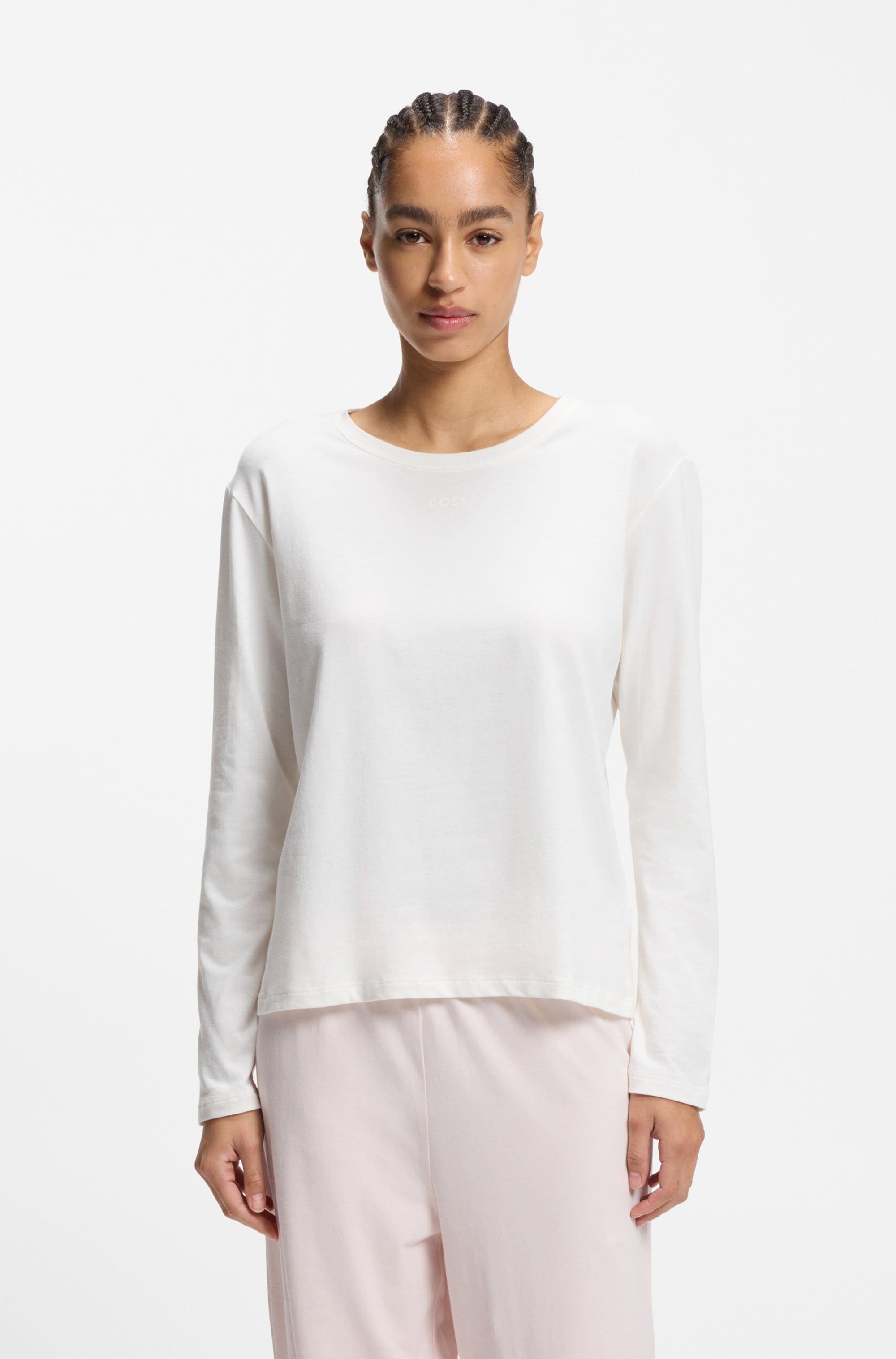 BOSS Schlafanzug Set, 2 tlg. Rundhalsausschnitt, elastischer Bund, Logo-Schriftzug