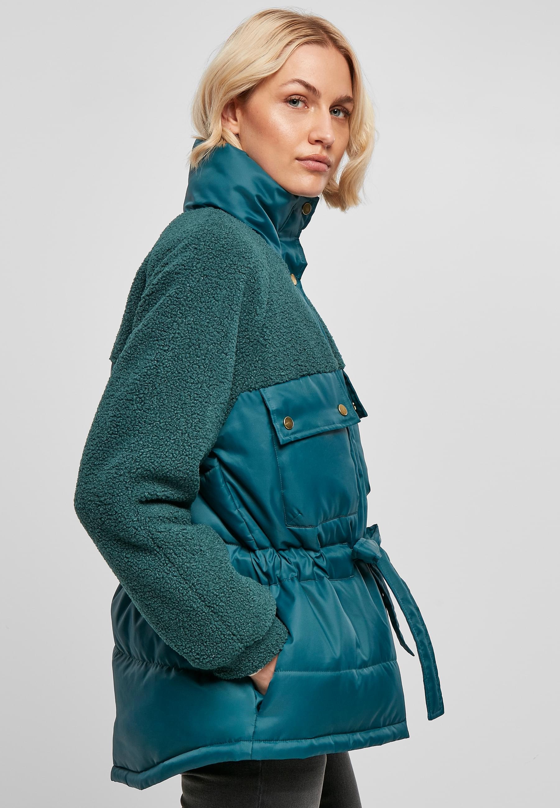 URBAN CLASSICS Winterjacke »Urban Classics Damen Ladies Sherpa Mix Puffer Jacket«, (1 St.), ohne Kapuze
