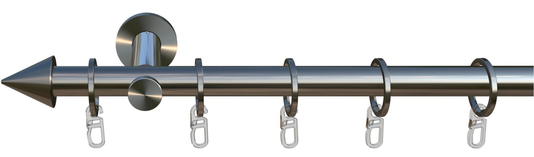 Thumbnail - indeko Gardinenstange "Calais" Ø 16 mm 1 läufig-läufig Wunschmaßlänge Komplett-Set inkl. Ringen, Faltenlegehaken und Mon...