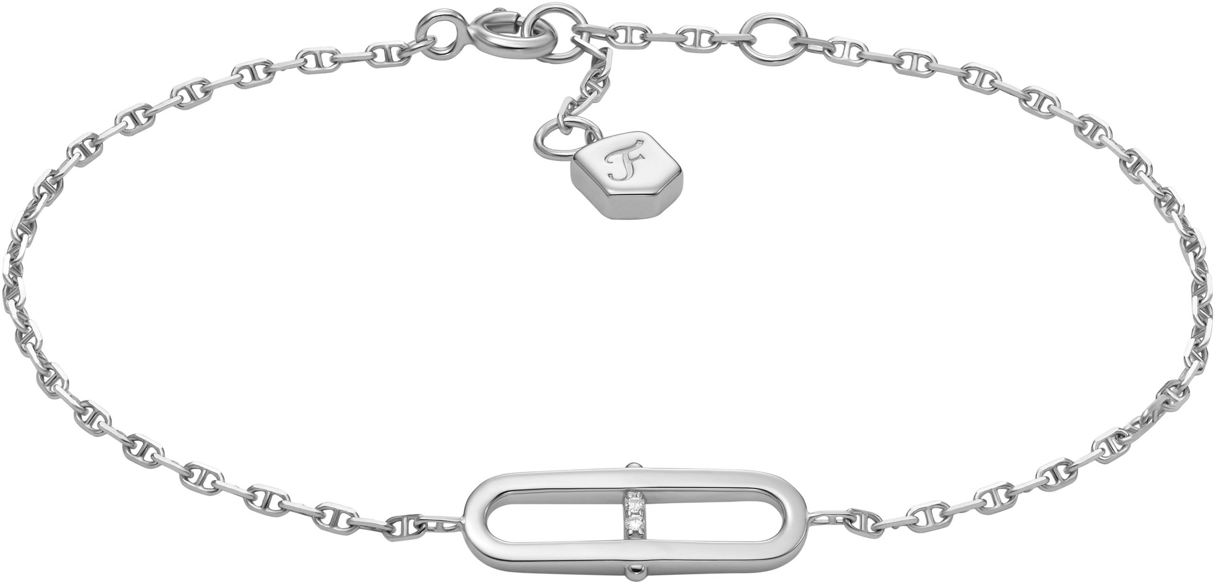 Fossil Armband »Schmuck Geschenk Silber 925 Armkette Heritage, JFS00637040«, mit Zirkonia (synth.)