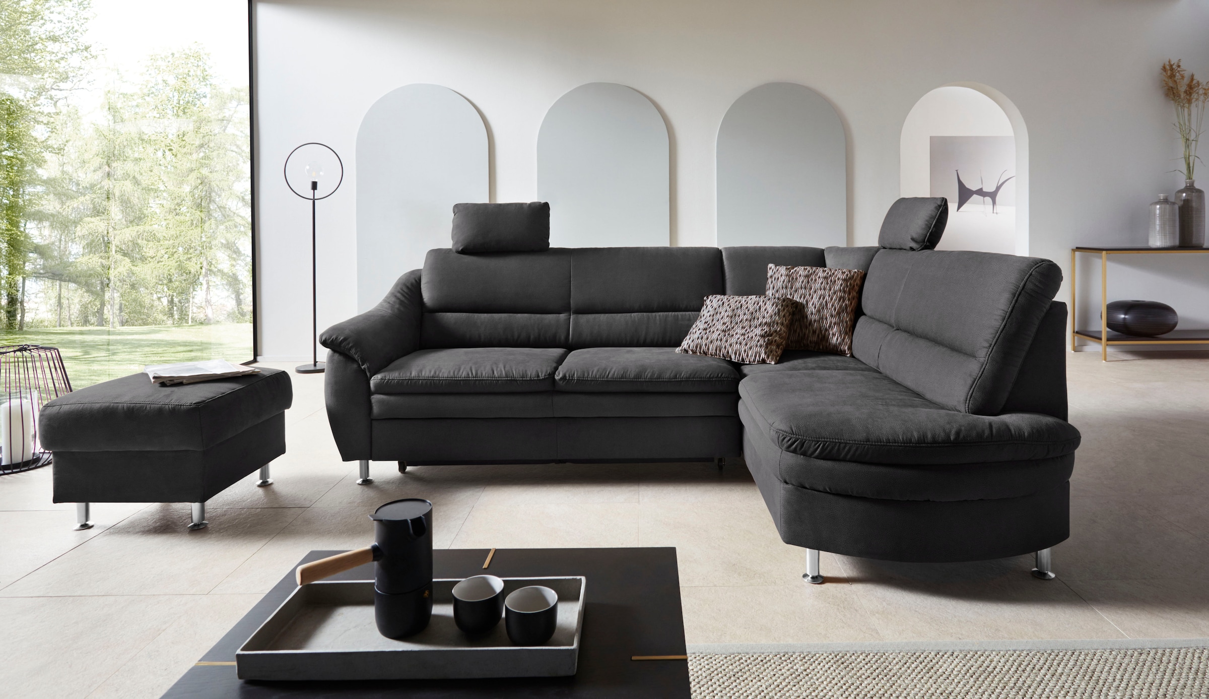 Places of Style Ecksofa "Cardoso L-Form", Federkern, wahlweise mit Bett, Sc günstig online kaufen