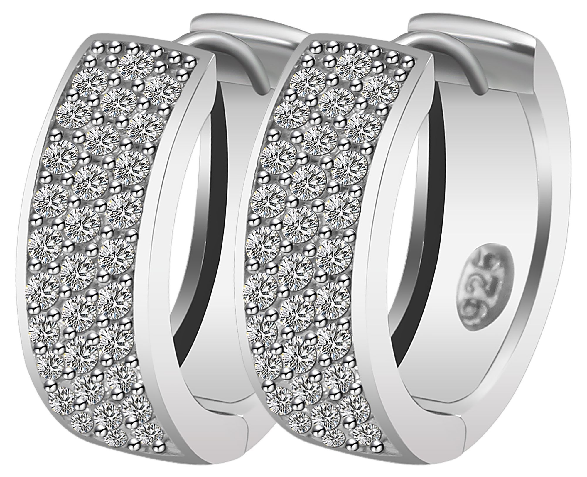 Adelia´s Klappcreolen "Ohrringe – Klappcreole aus 925 Silber mit Zirkonia" Ideal als Geschenk zum Jubiläum