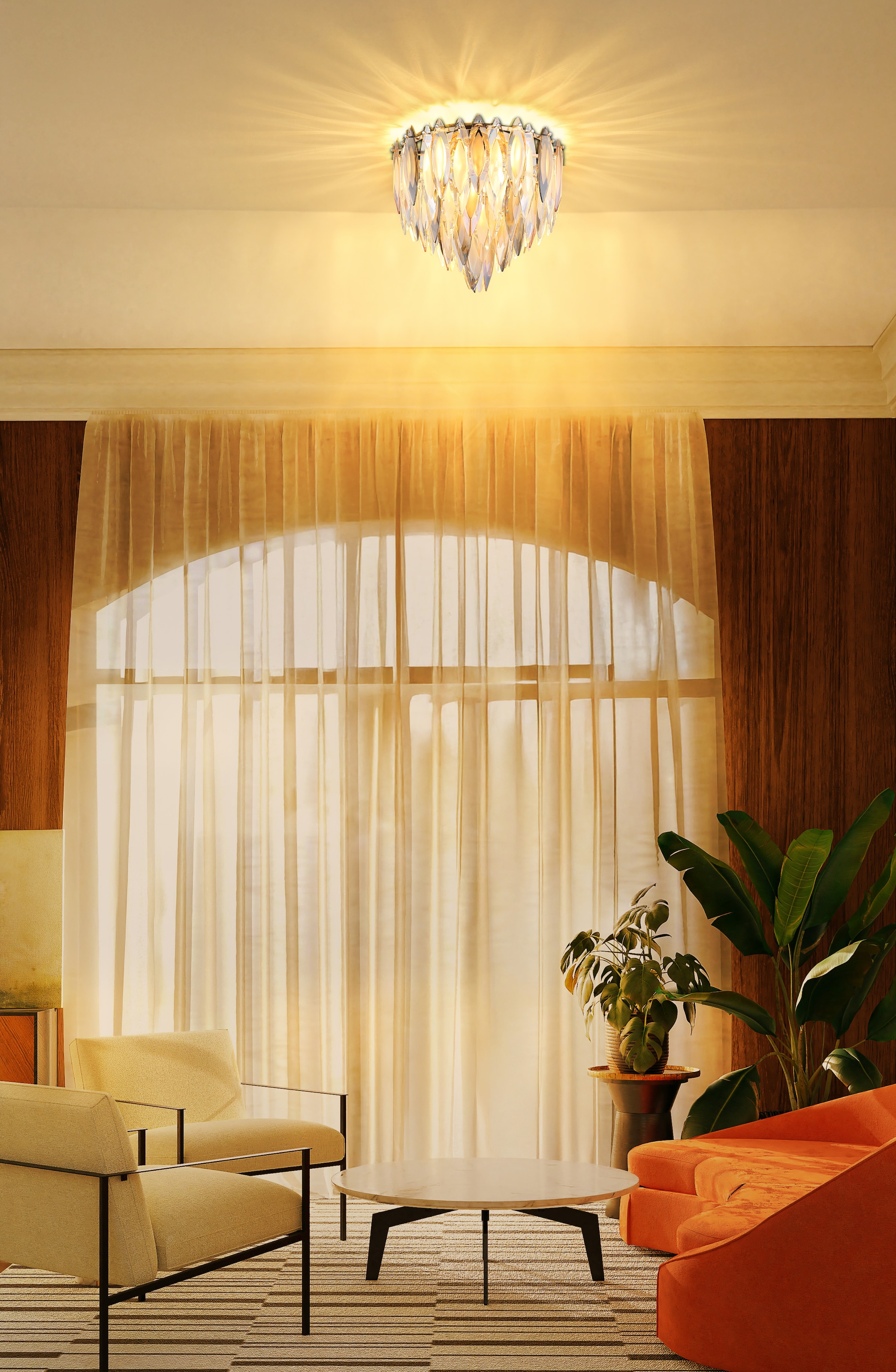 GLOBO LIGHTING Deckenleuchte »ELINOR« E14 1 Stk. Deckenleuchte Gold, K9 Kristalle Rauch/Champagner/Klar, E14