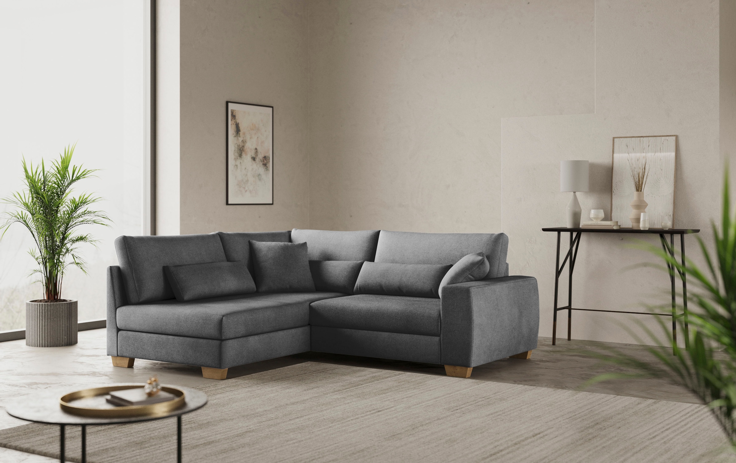 Mr. Couch Ecksofa "Helena L-Form", Mit Federkern, wahlweise mit Bettfunktio günstig online kaufen