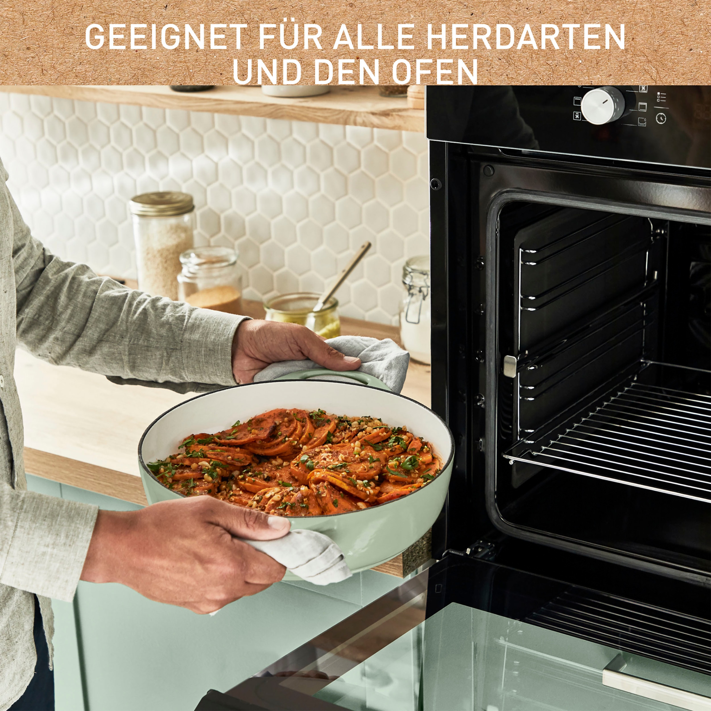 Tefal Servierpfanne »LOV«, Gusseisen, (1 tlg.), umweltfreundlich, inkl. E-Book, Ø 28cm, Induktion