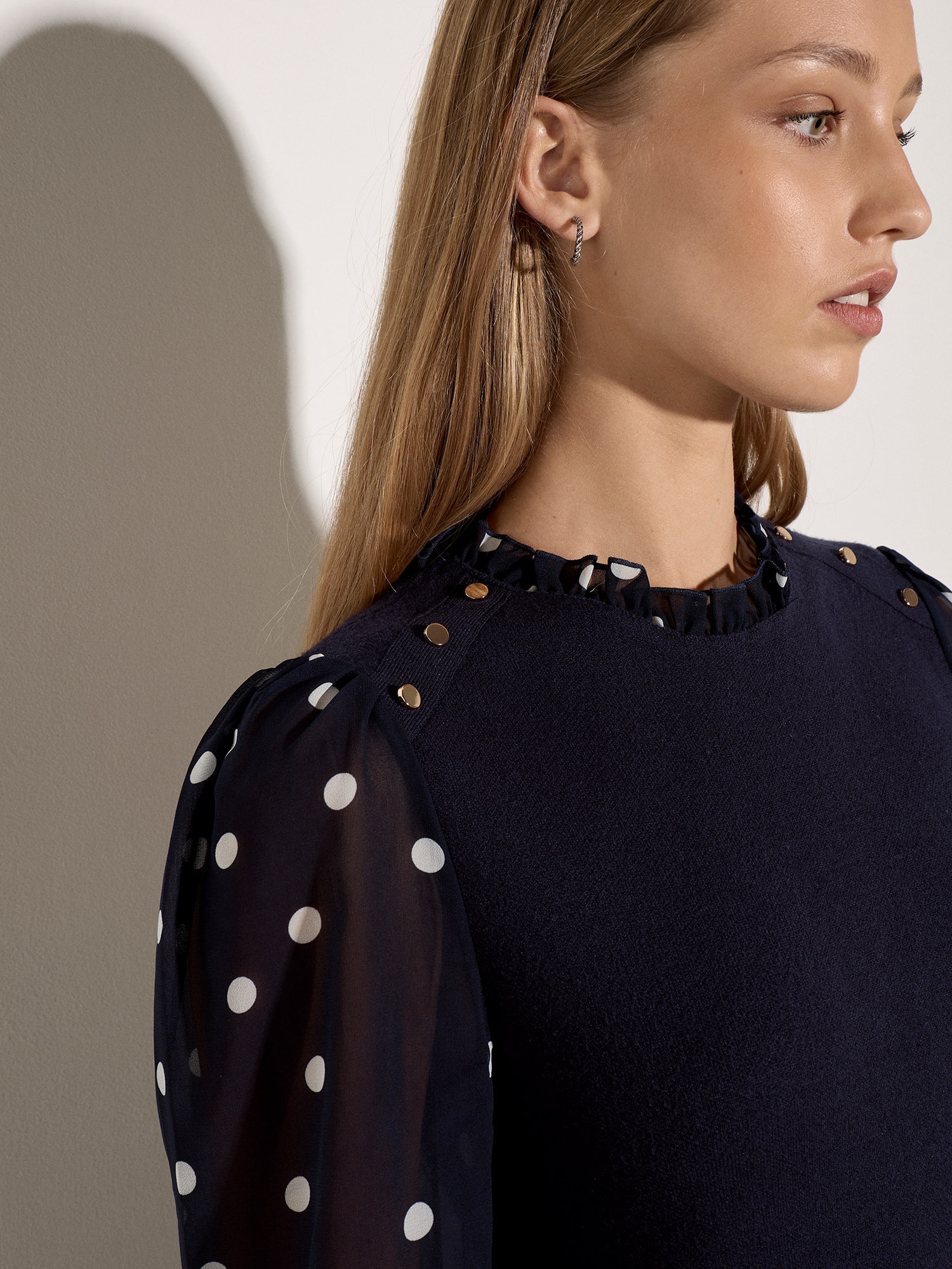 Apricot Strickkleid »Mini-Kleid aus Chiffon-Strick« Ohne Taschen mit Polka-Dot-Muster