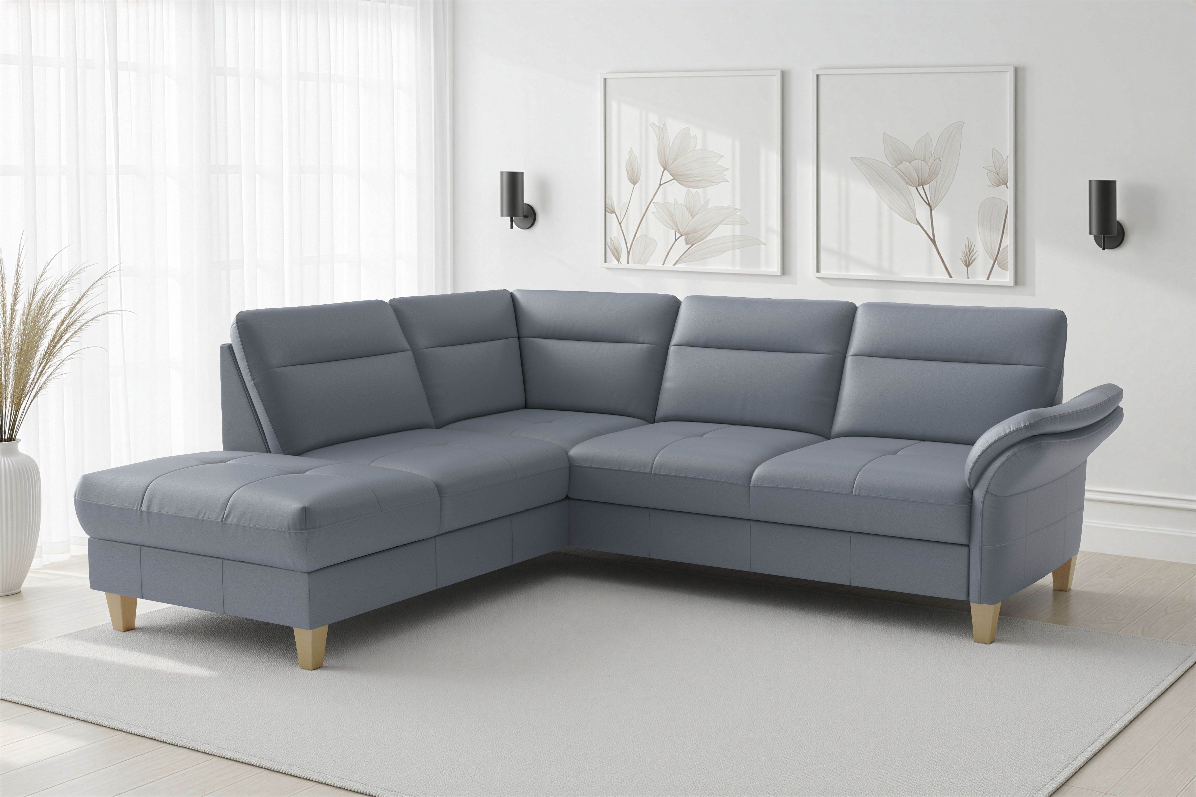 sit&more Ecksofa "Pamela L-Form, B: 218 cm, optional Schlaffunktion & Bettkasten, Leder" optional Armteilverstellung, Schlaffunktion & Bettkasten