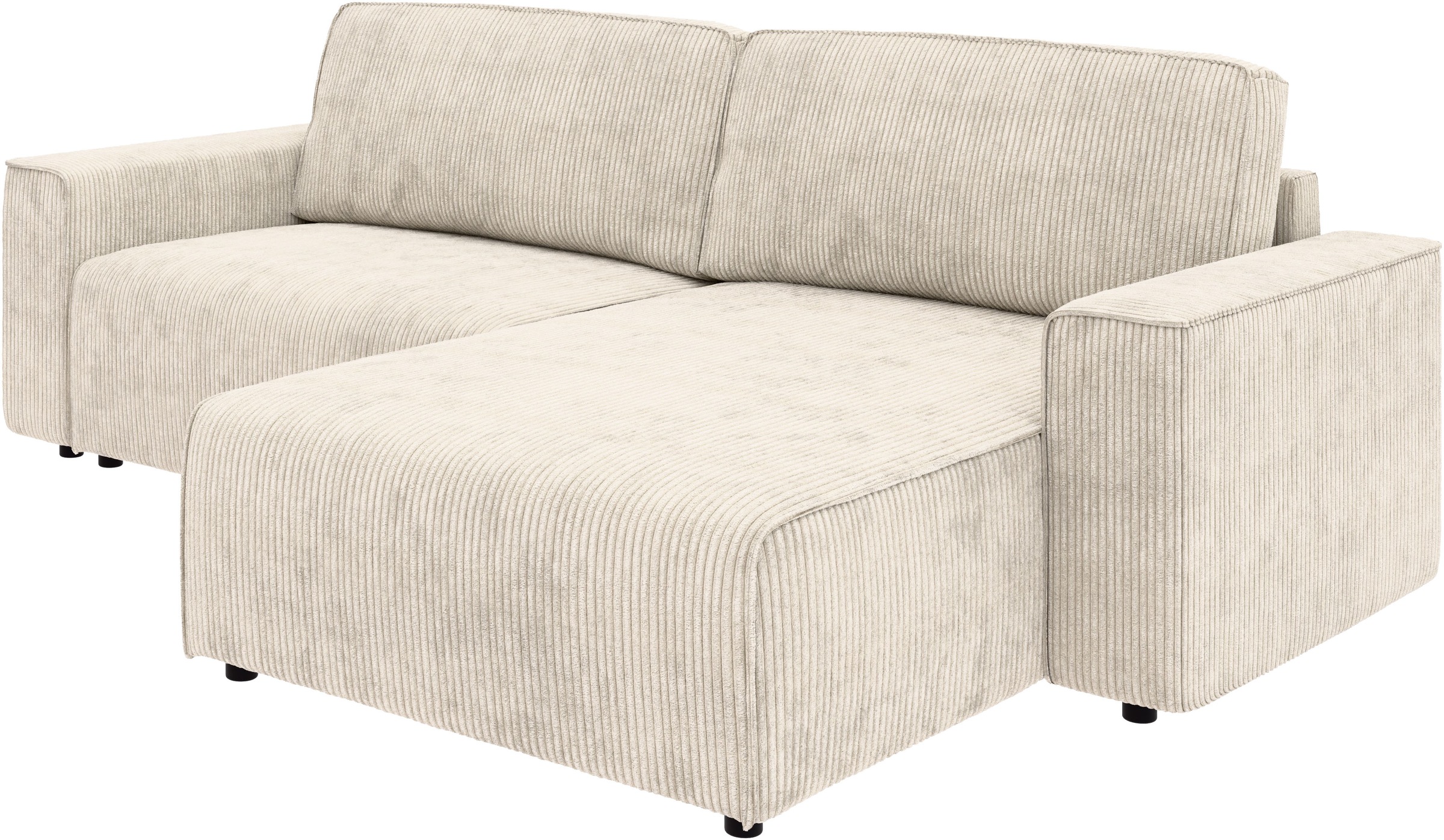 INOSIGN Ecksofa »Chance, Recamiere beidseitig montierbar, Schlaffunktion, Breite 265 cm«, in Cordstoff HYPER, mit Schlaffunktion und Bettkasten