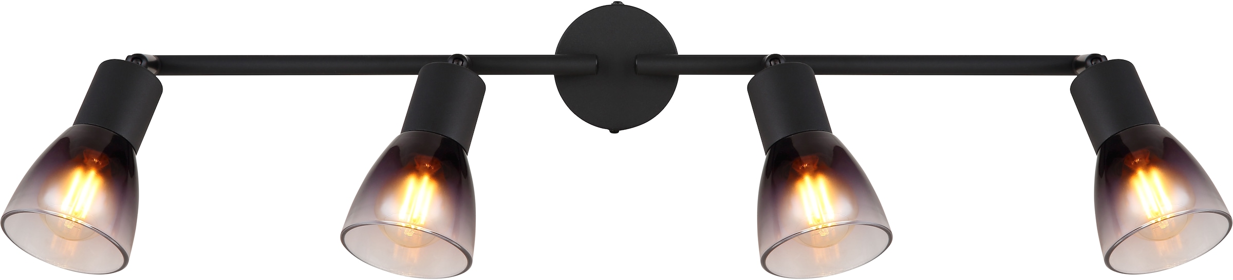 GLOBO LIGHTING Deckenstrahler »SATELLA«, Leuchtmittel E14 | ohne Leuchtmittel, Deckenspot/schwarz/Holz/Glas rauchfarben/Flur/Wohnzimmer