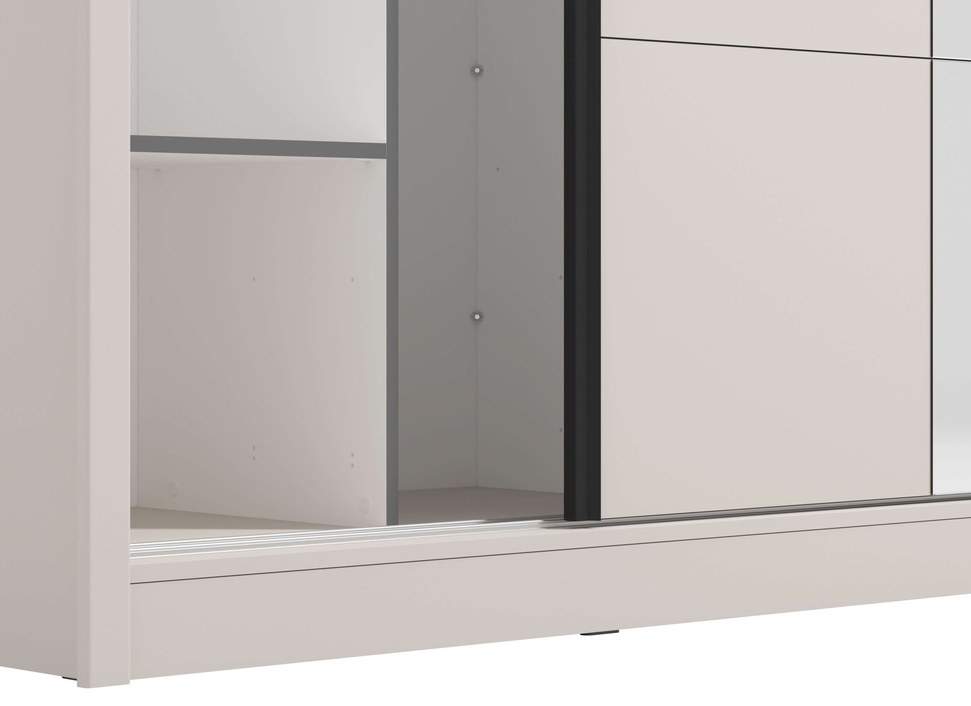 INOSIGN Schwebetürenschrank »Albi, Schlafzimmerschrank, Wäscheschrank in cashmere oder weiß«, Kleiderschrank mit Spiegel MIT Innenausstattung,FSC®-zertifiziert