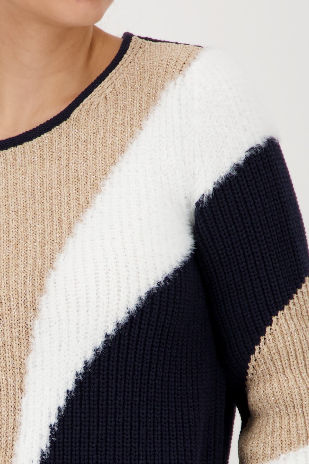 Monari Strickpullover »Pullover Intarsie«, Mit Rundhalsausschnitt