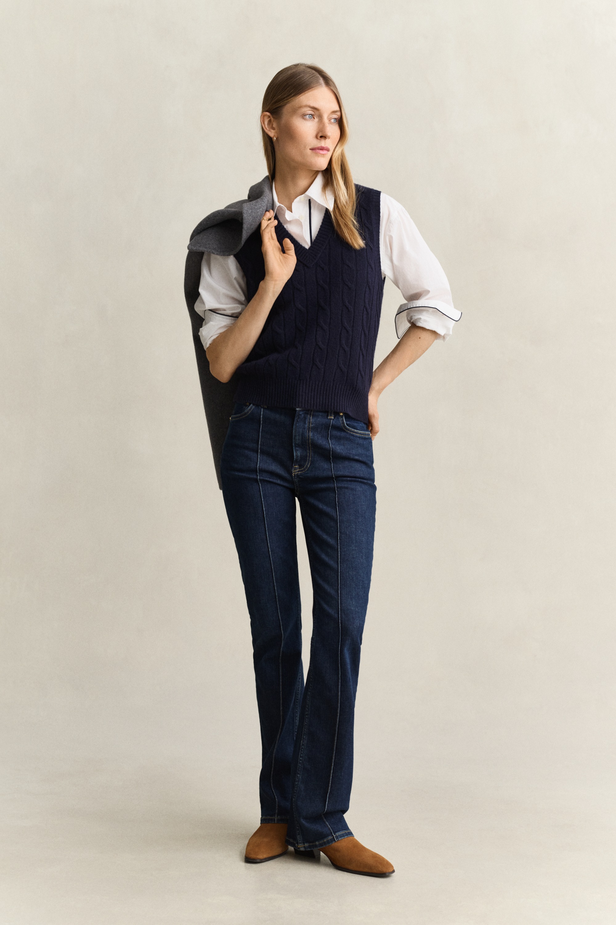Gant Pullunder »LAMBSWOOL CABLE KNIT« aus reiner Wolle, mit Zopfmuster