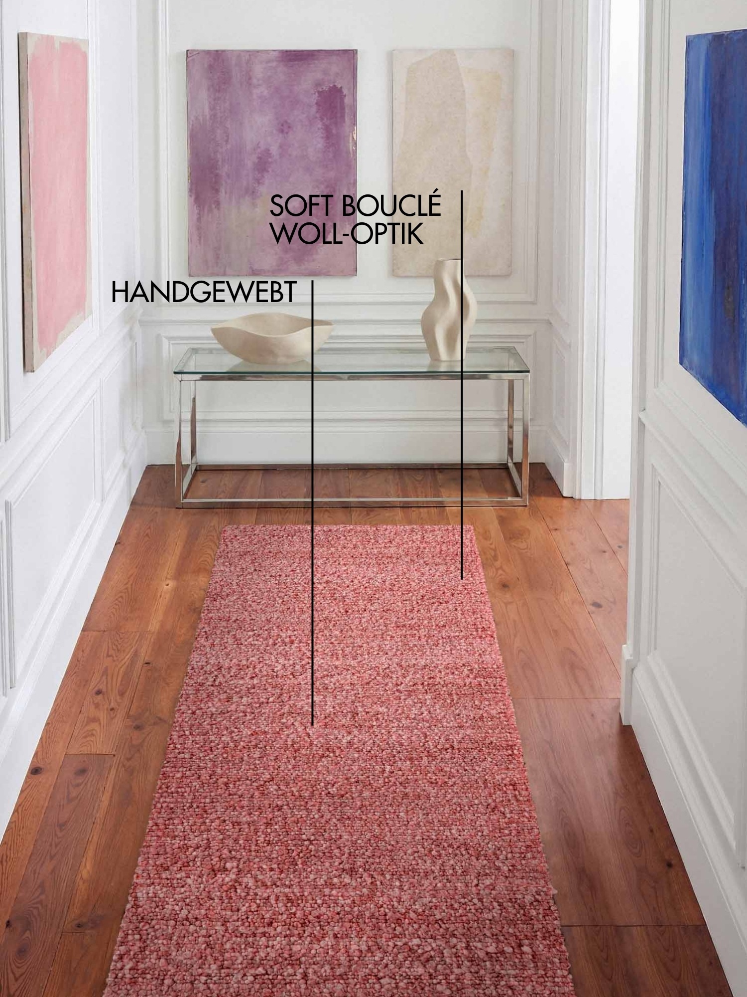 Teppich TED BAKER "Soft Bouclé Portobello, auch als Läufer", dunkelpink, B:80cm H:10mm L:200cm, Polyester, Teppiche, Teppich, Woll-Optik, Bouclé Meliert, Wohnzimmer, Esszimmer, Schlafzimmer, Flur 2