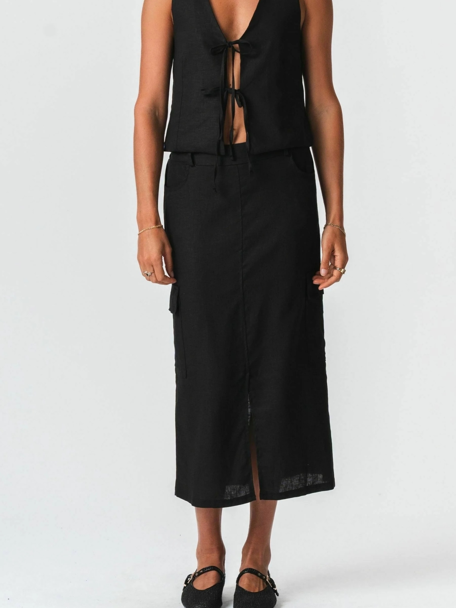 TeeShoppen Midirock »TEESHOPPEN Skirt Hør«