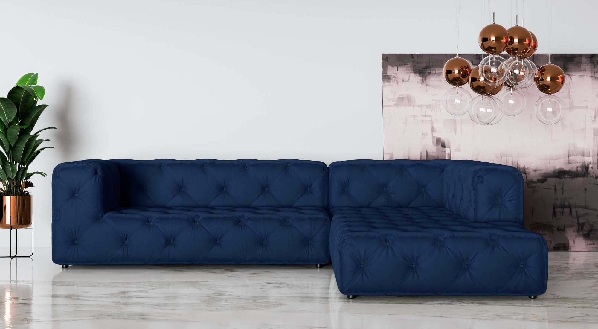 Ecksofa »FOLLINA«, L-Form, mit klassischer Chesterfield-Knopfheftung