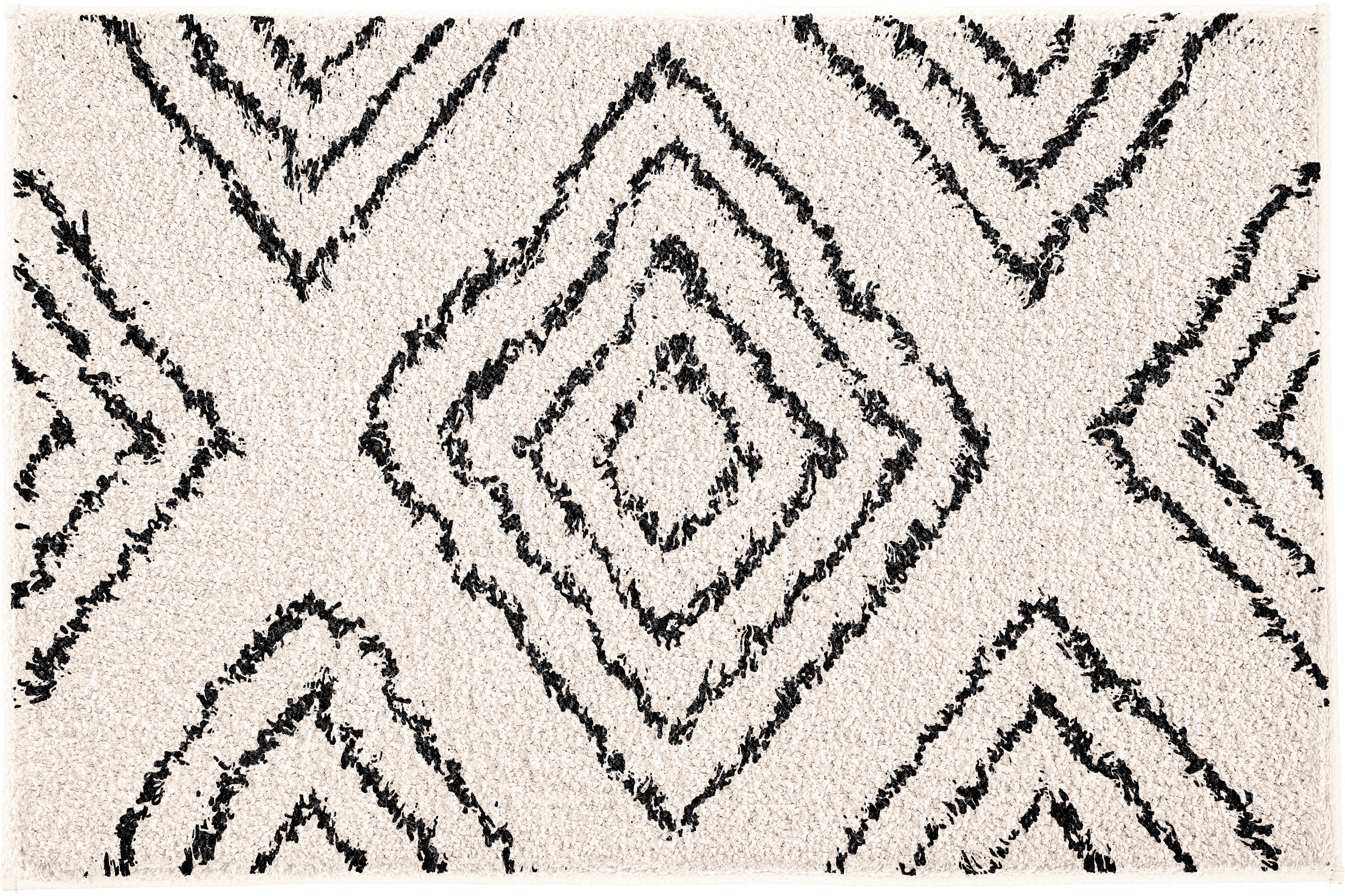 Kleine Wolke Badematte "Boho, Badvorleger, Badezimmer Teppich" Höhe 36 mm rutschhemmend beschichtet fußbodenheizungsgeeignet Badteppich, modernes Rauten Muster, reine Baumwolle, waschbar