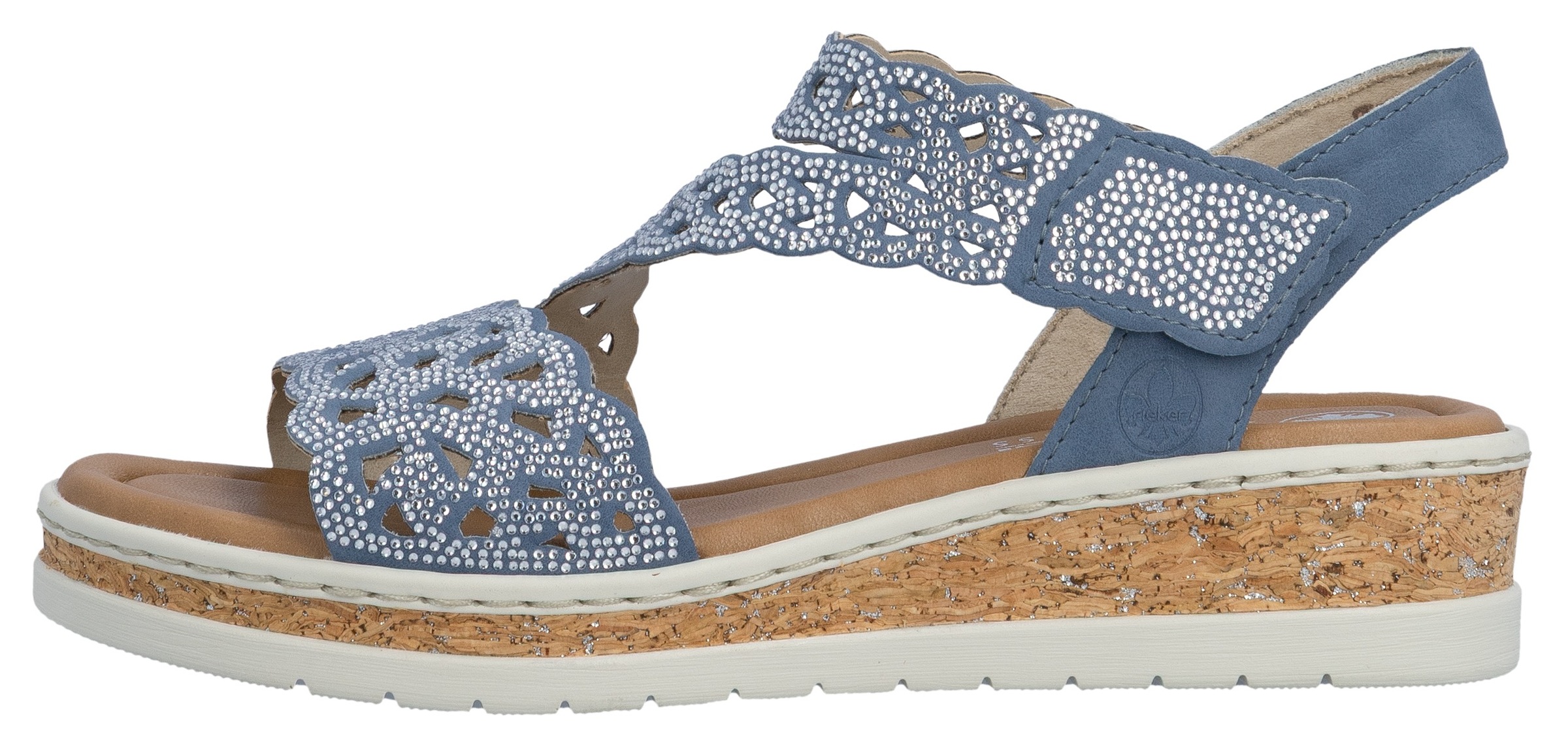 Rieker Keilsandalette  Keilsandalette, Sommerschuh, Urlaubsschuh mit Glitzersteine