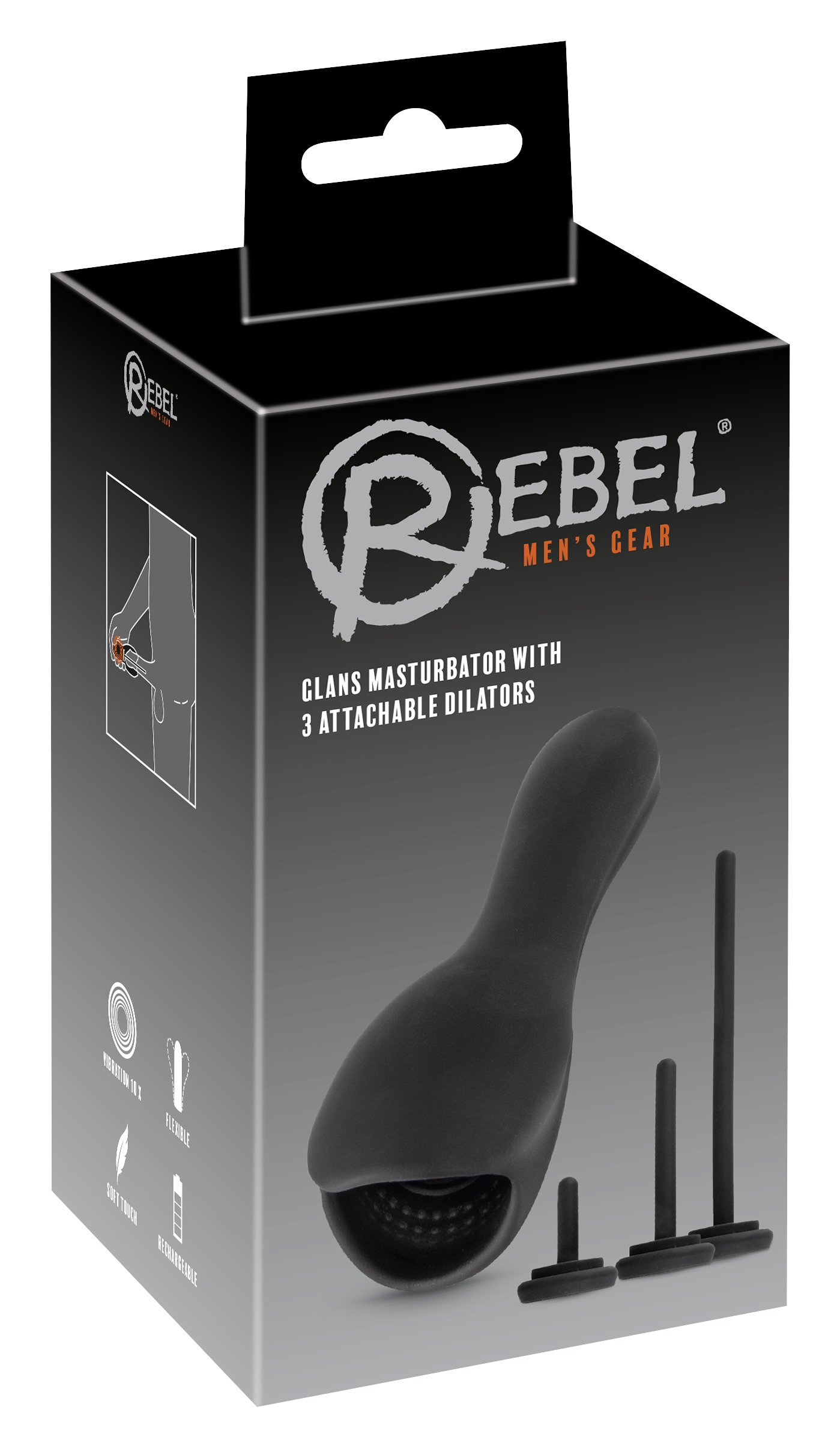 REBEL Masturbator »Masturbator mit Vibration Glans Masturbator with 3 attachable Dilators«