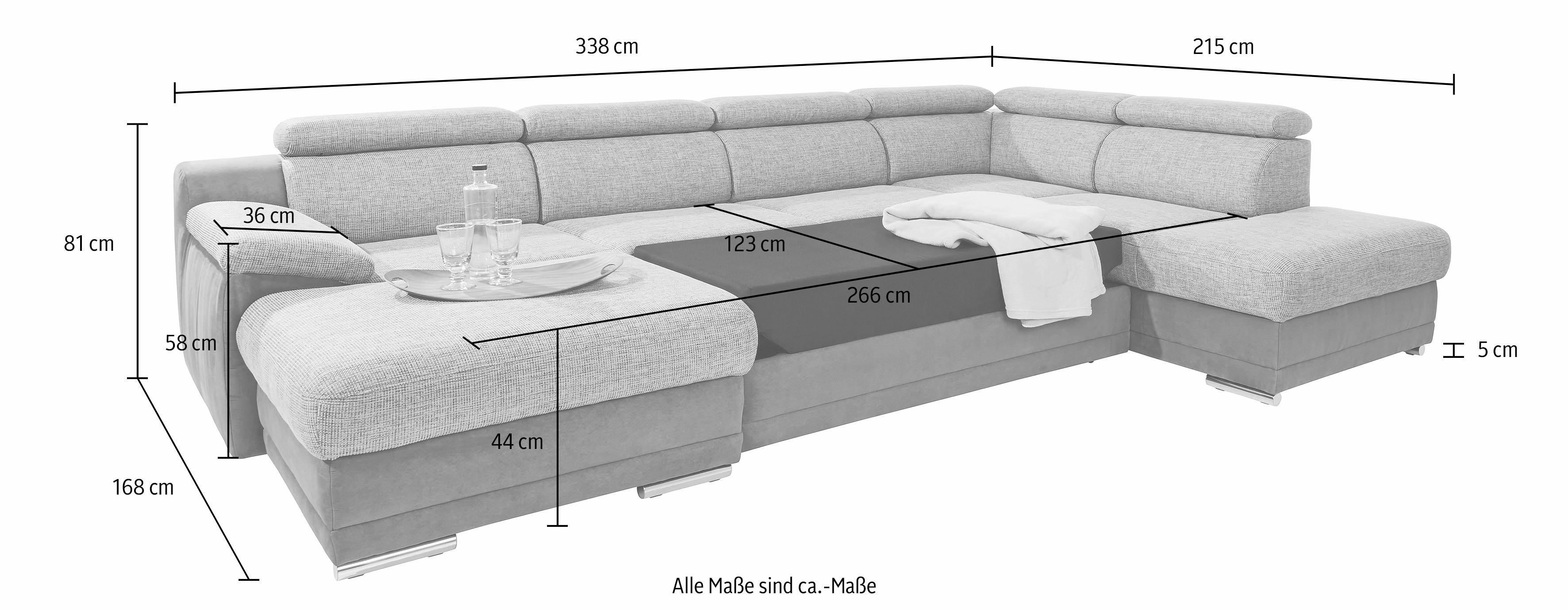 sit&more Wohnlandschaft "Xenia U-Form" wahlweise mit Schlaffunktion