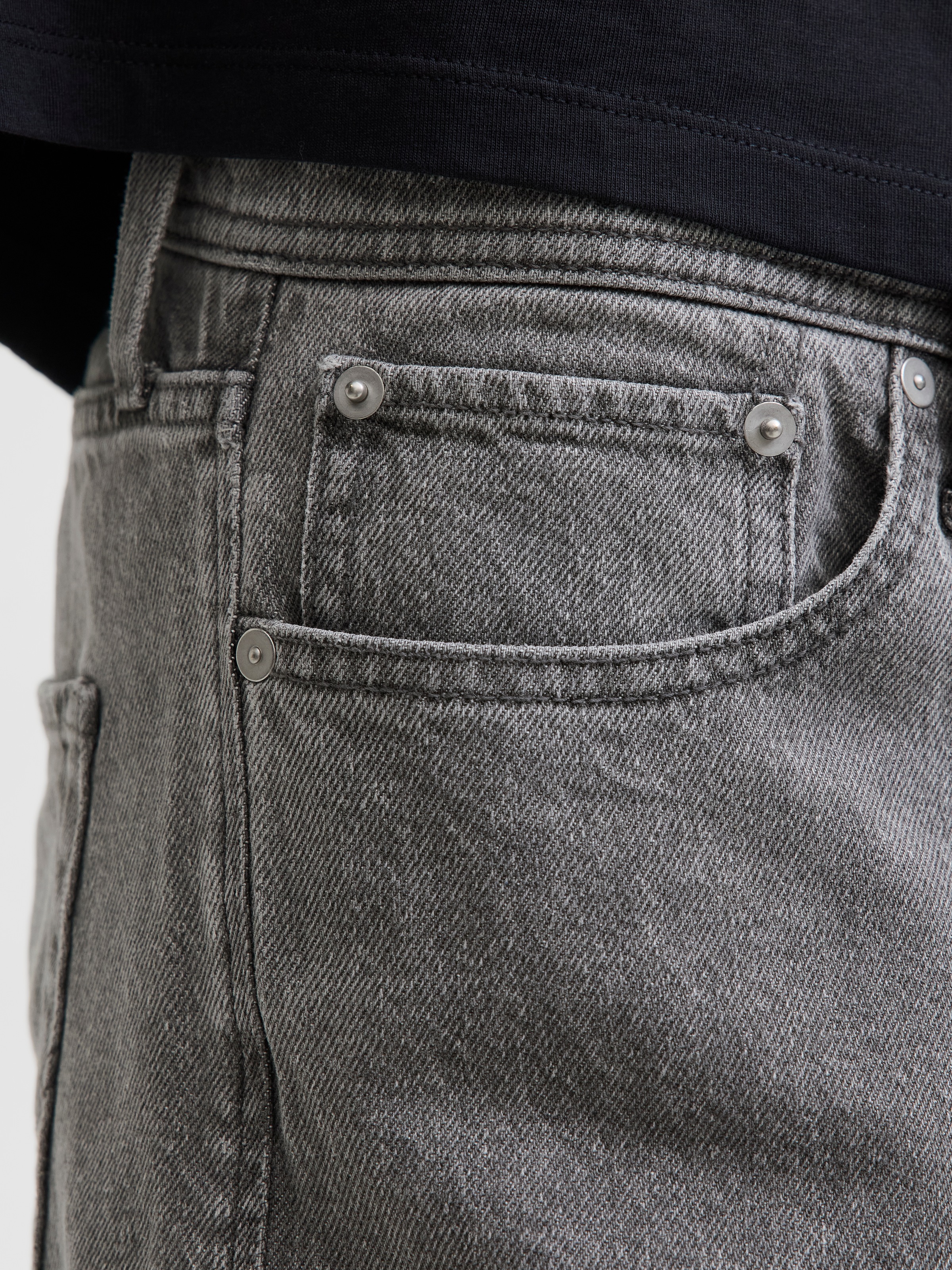 Relax-fit-Jeans JACK & JONES "JJICHRIS JJORIGINAL SQ 735 LN", Herren, Gr. 33, Länge 30, grau denim, Denim/Jeans, Obermaterial: 100% Baumwolle, Abriebeffekte, regular fit normal, Jeans 2
