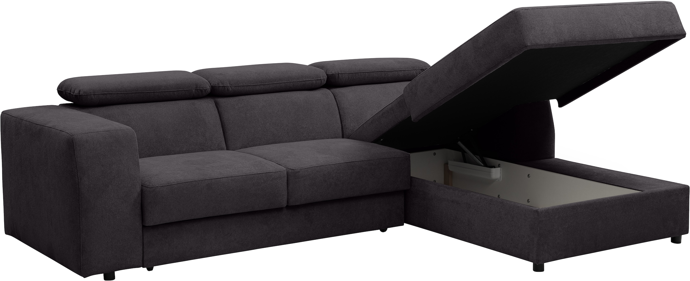 WERK2 Ecksofa »Cherry, modernes Sofa mit Komfortfunktionen, Breite 270cm, L-Form,«, bequem, mit verstellbaren Kopfteilen, Schlaffunktion und Bettkasten