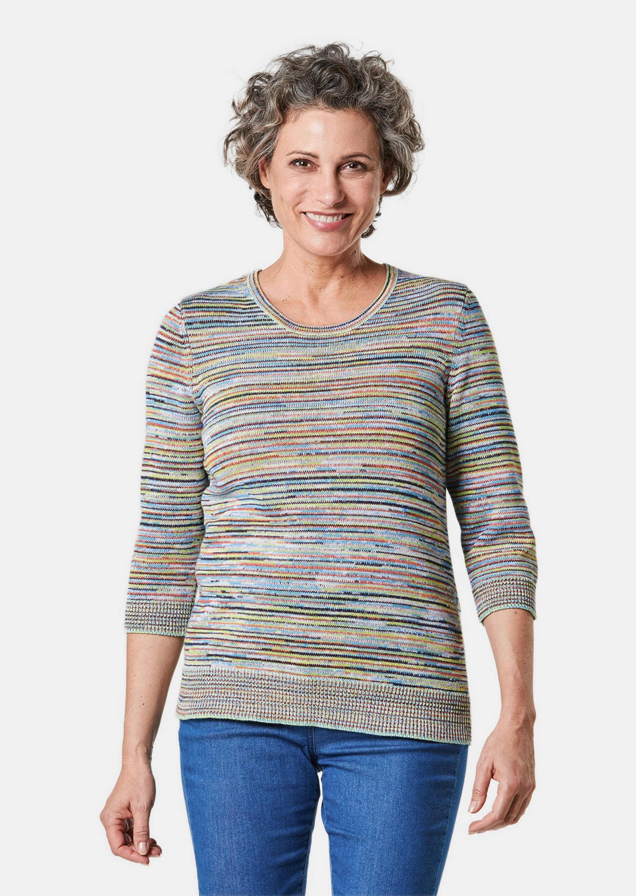 GOLDNER Rundhalspullover "Kombistarker Multicolor-Ringelpullover" Sommerlic günstig online kaufen
