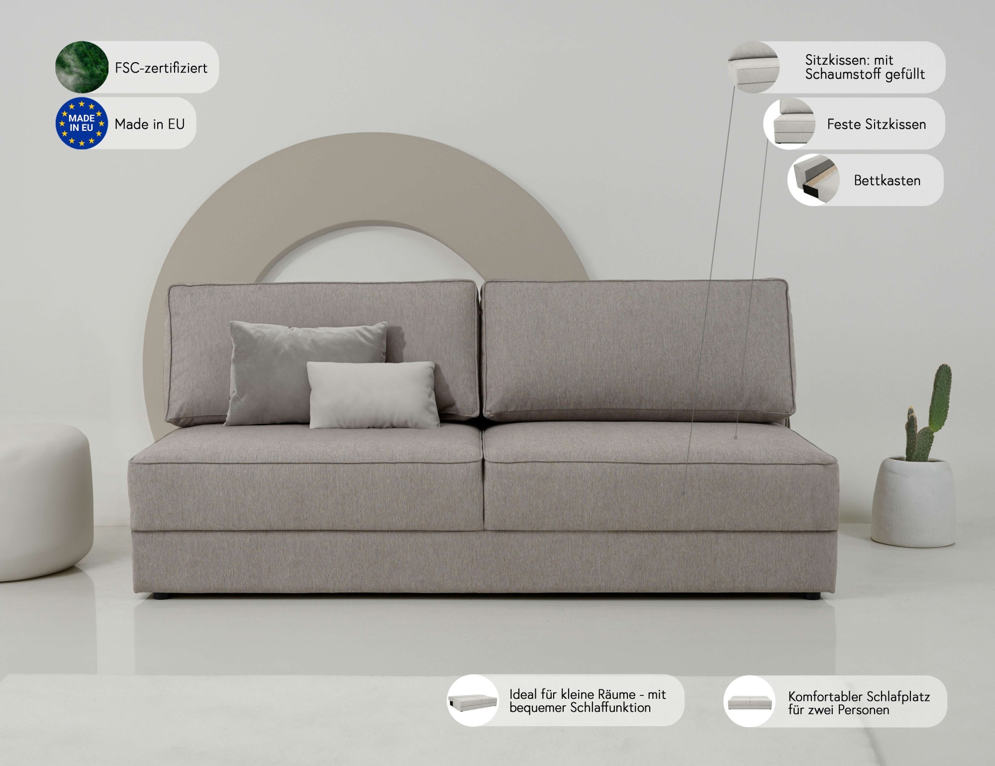 Thumbnail - OTTO home Schlafsofa "Simonton 3-Sitzer, Breite 202 cm" Liegefläche 202x146 cm, inkl. Bettkasten, weicher Struktur-Stoff