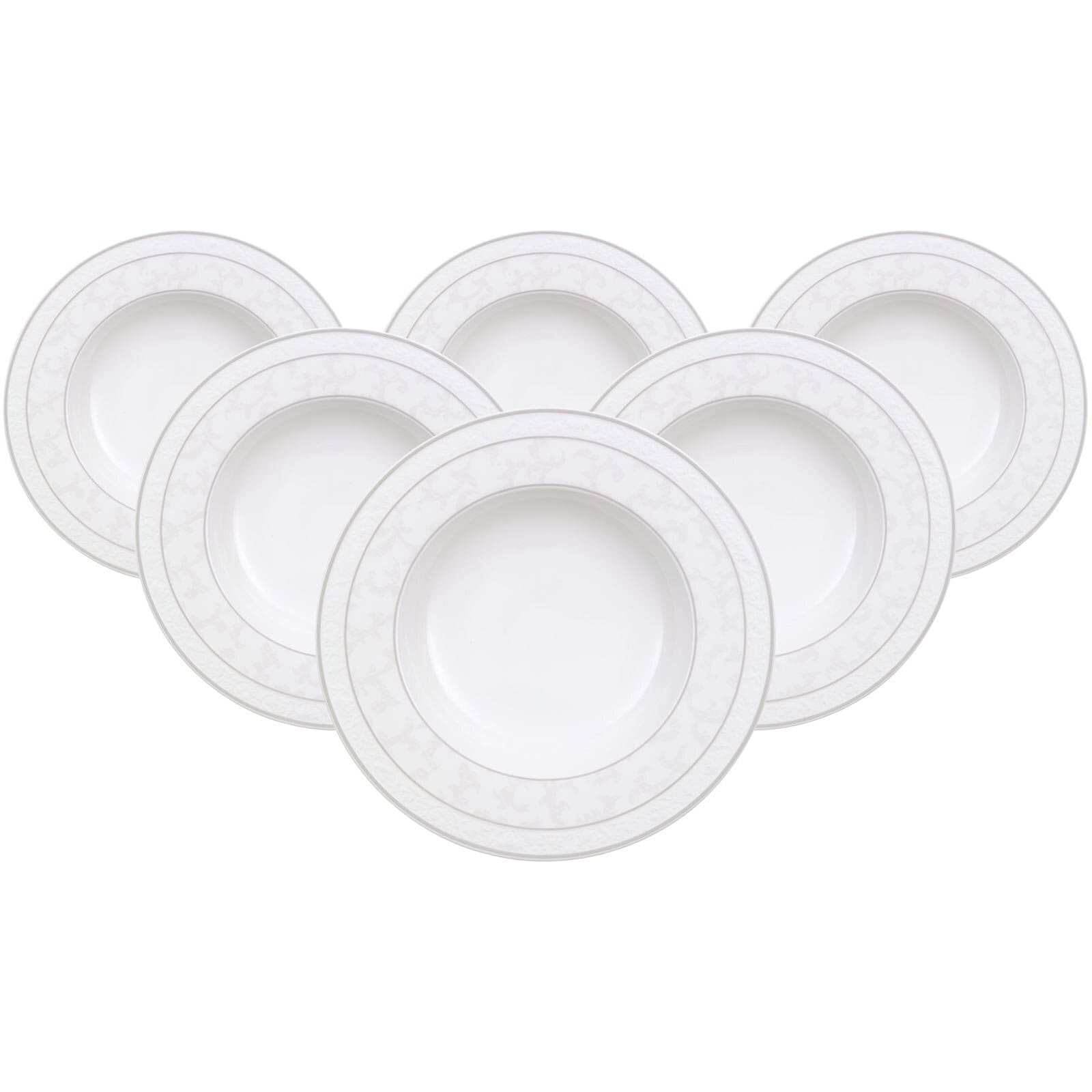 Villeroy & Boch Suppenteller "Suppenteller Gray Pearl ø 24,8 cm 6er Set weiß" Spülmaschinengeeignet, Mikrowellengeeignet