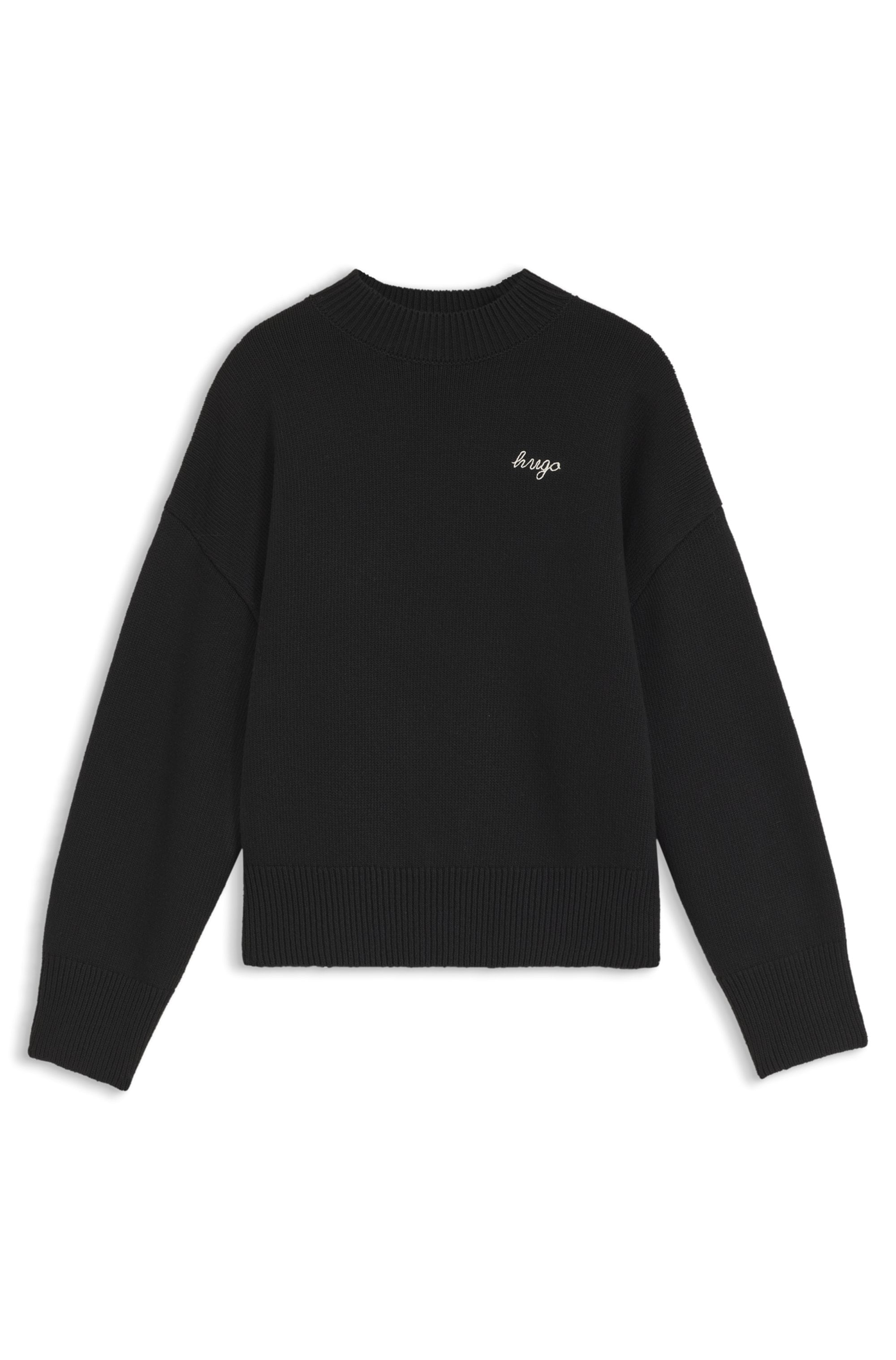 HUGO Strickpullover »Shenny« mit Stehkragen, Oversize Fit, Stickerei