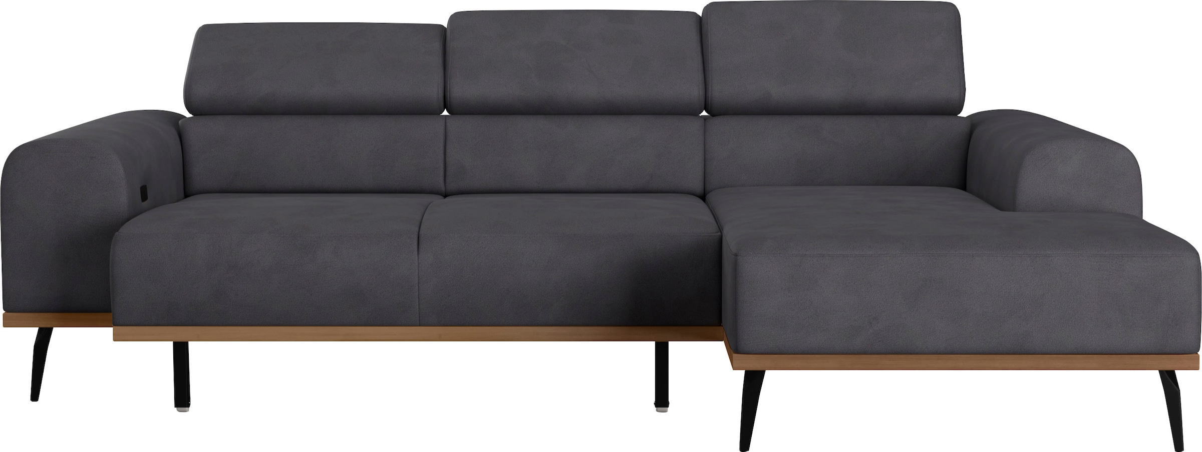 PLACES OF STYLE Ecksofa »Carlo L-Form« mit Kopfteilverstellung & Holz-Rahmenoptik, wahlweise Relaxfunktion