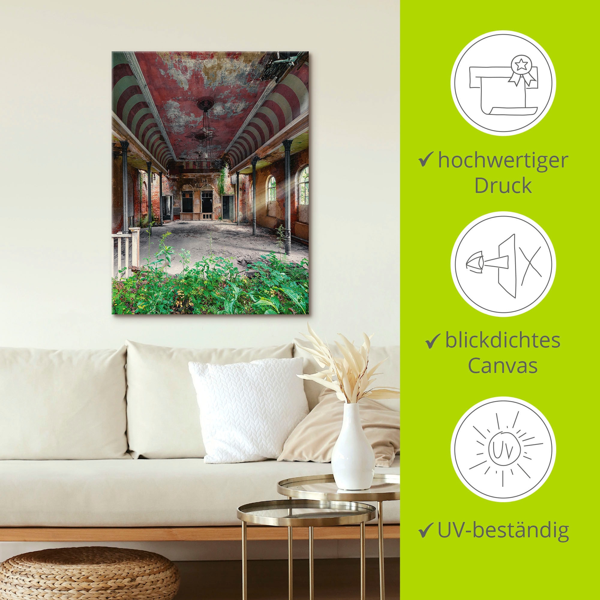Artland Wandbild »Lost Place - Tanzsaal Ballsaal«, Gebäude, (1 St.), als Alubild, Outdoorbild, Leinwandbild, Poster in verschied. Größen